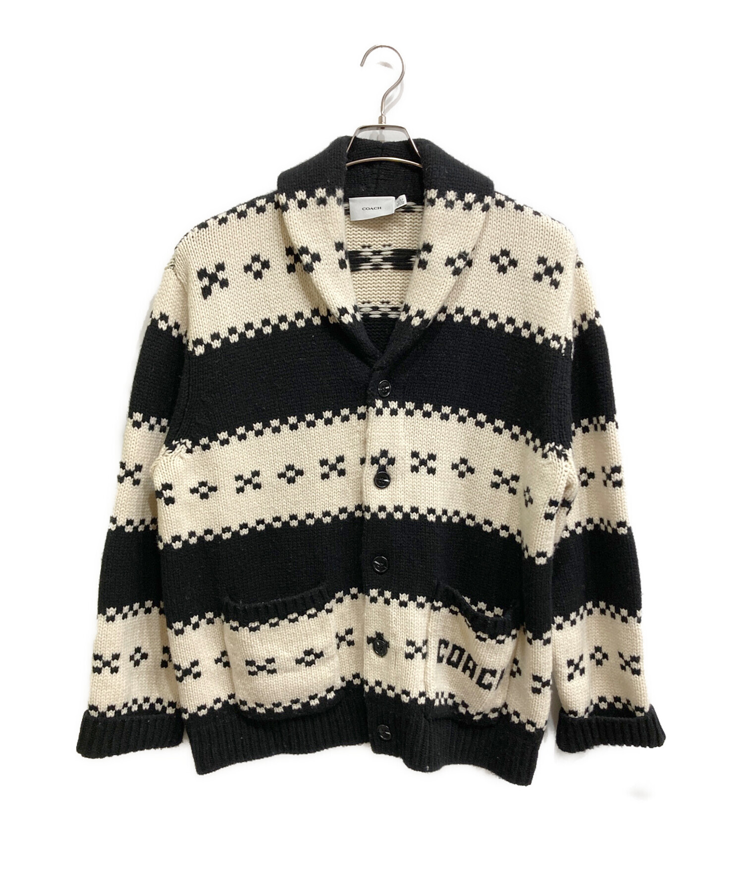 中古・古着通販】COACH (コーチ) ショールカラーカーディガン ブラック 