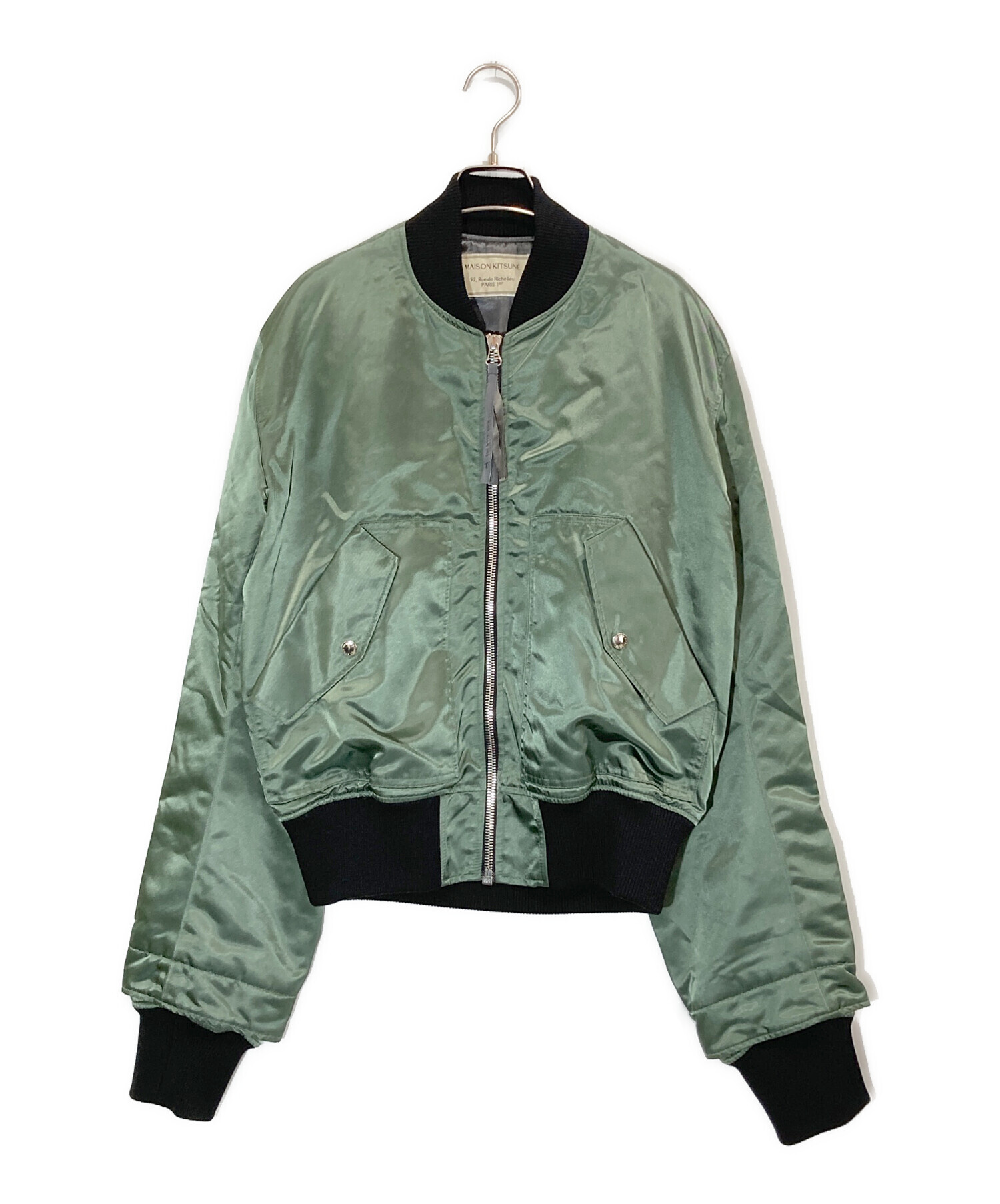MAISON KITSUNÉ シルバー MA-1ジャケット M MAISON KITSUNÉ シルバー MA-1ジャケット M MAISON KITSUNÉ シルバー