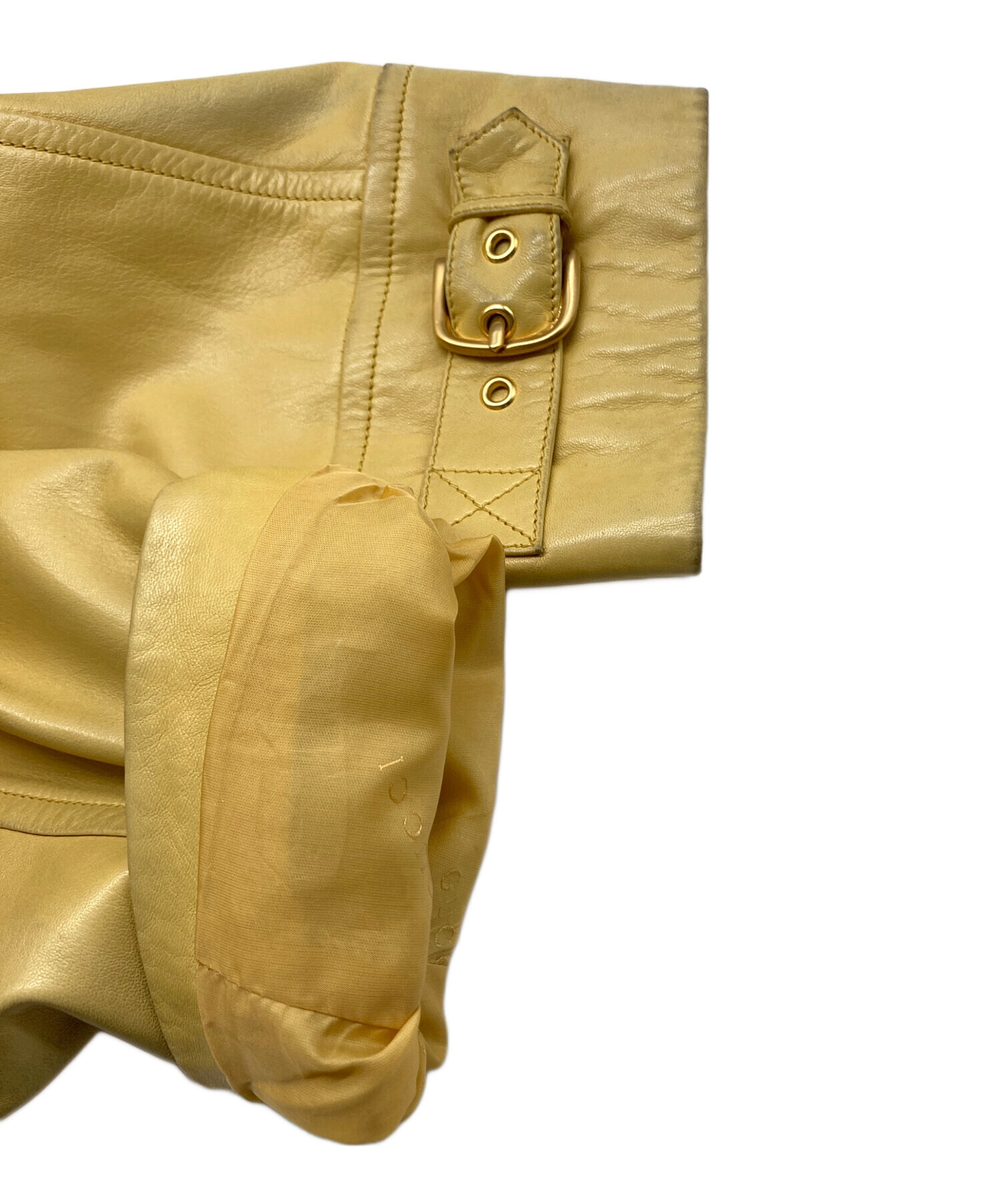 中古・古着通販】GUCCI (グッチ) レザージャケット イエロー サイズ:40 