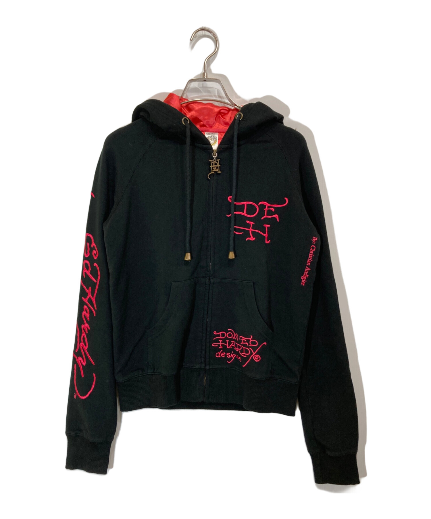 エドハーディー usa 製　刺繍両面　ジップパーカー y2k 平成ギャル 刺繍＆プリント フルジップ パーカー (ed hardy) エドハーディー