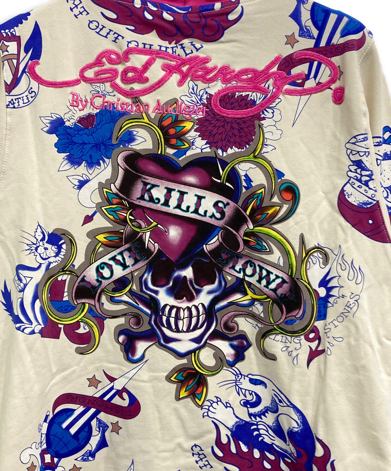 中古・古着通販】ED HARDY (エド ハーディー) 総柄ジップパーカー