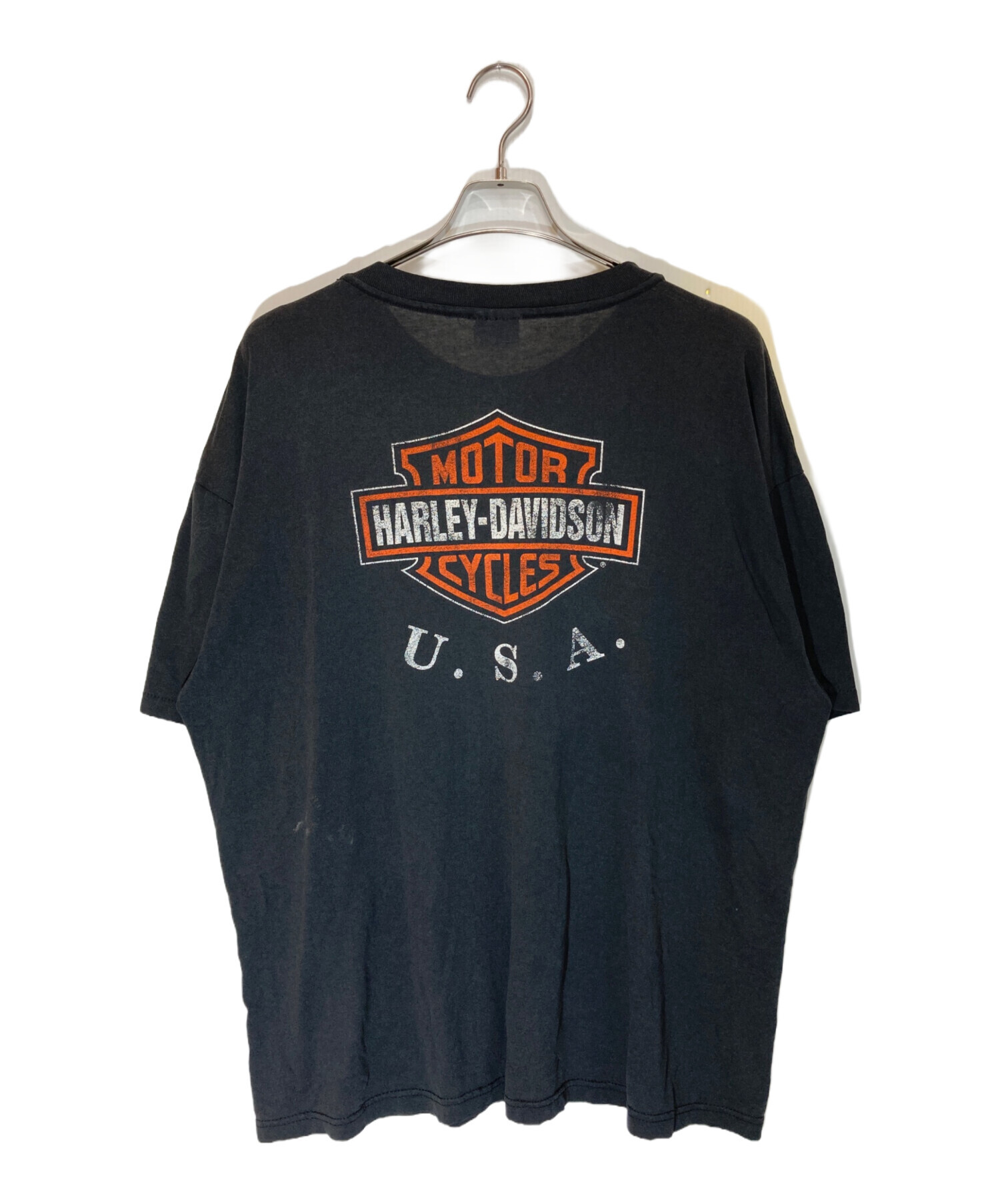 正規品です ハーレーダビッドソン プリントTシャツ 90s USA 古着 L 茶