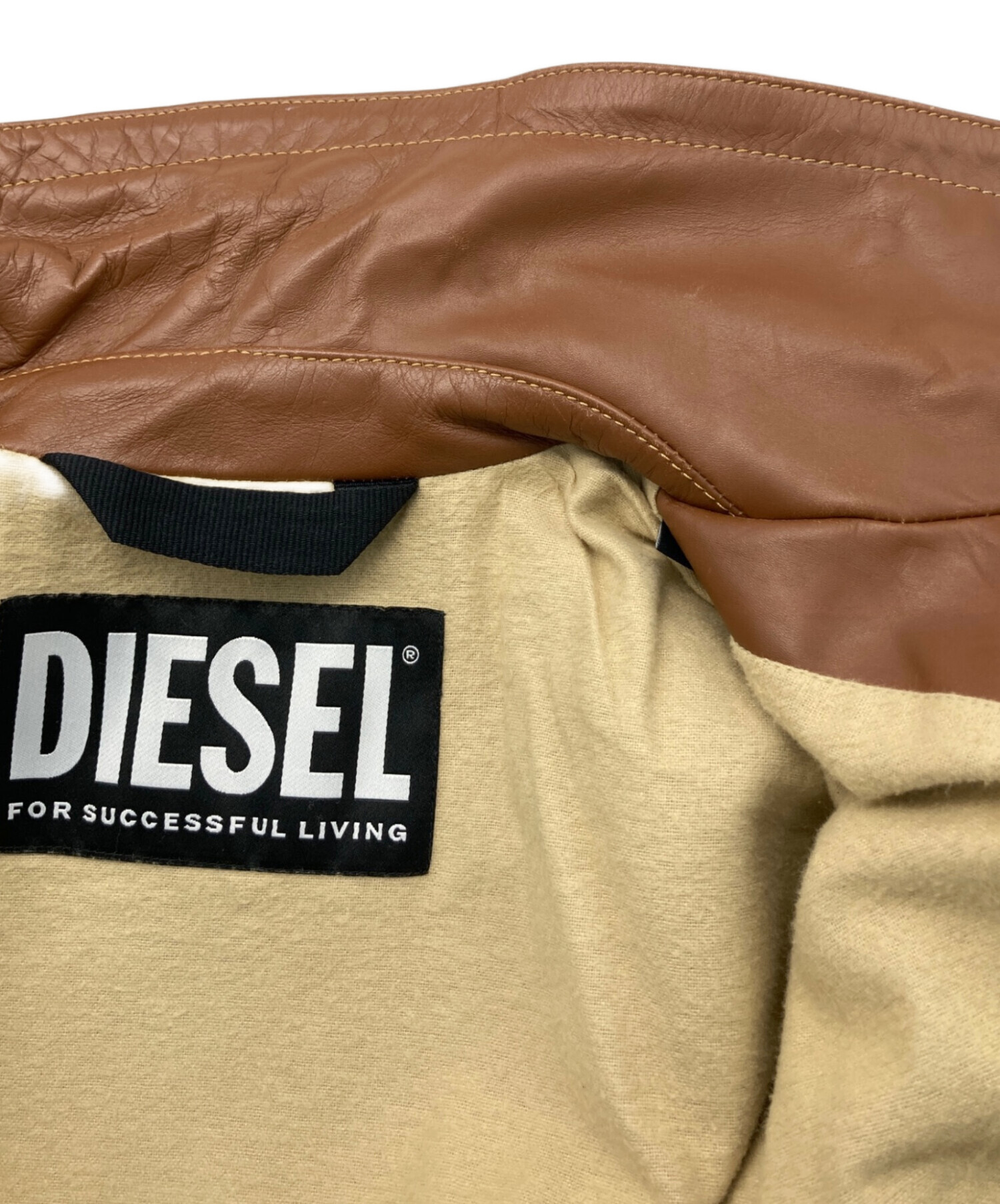 【中古】【Lサイズ】DIESEL ディーゼル レザージャケット ライダース DIESEL（ディーゼル） レザー ブルゾン メンズ 革ジャン ライダース