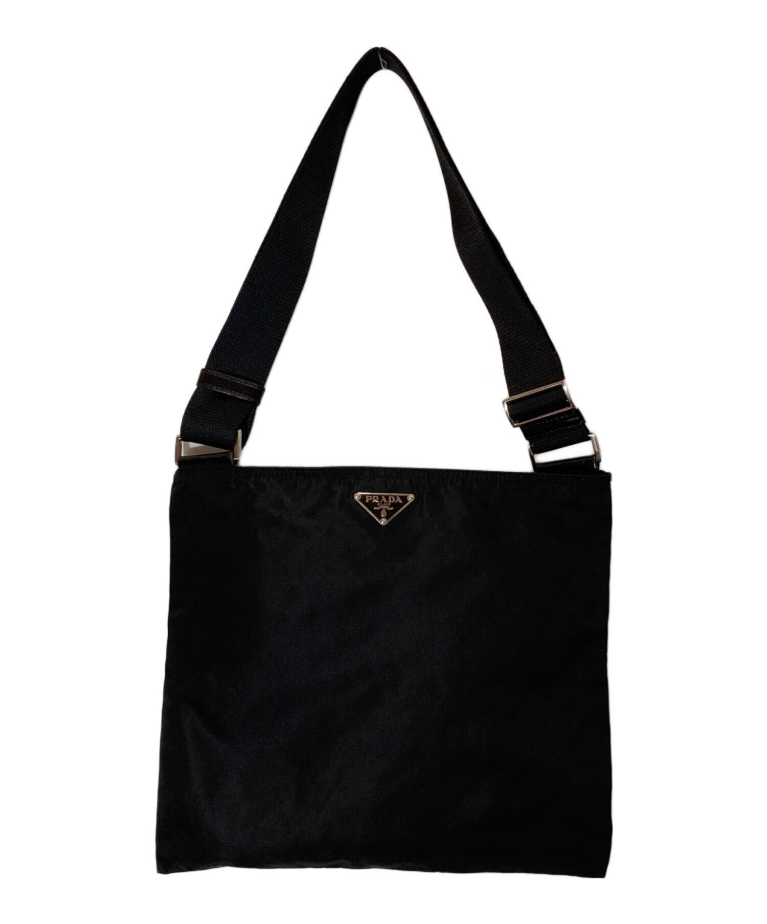 ★☆バッグ★☆PRADA プラダ ショルダーバッグ ブラック レザー イタリア製 メンズ 中古・古着通販PRADA (プラダ) ナイロンショルダーバッグ ブラック