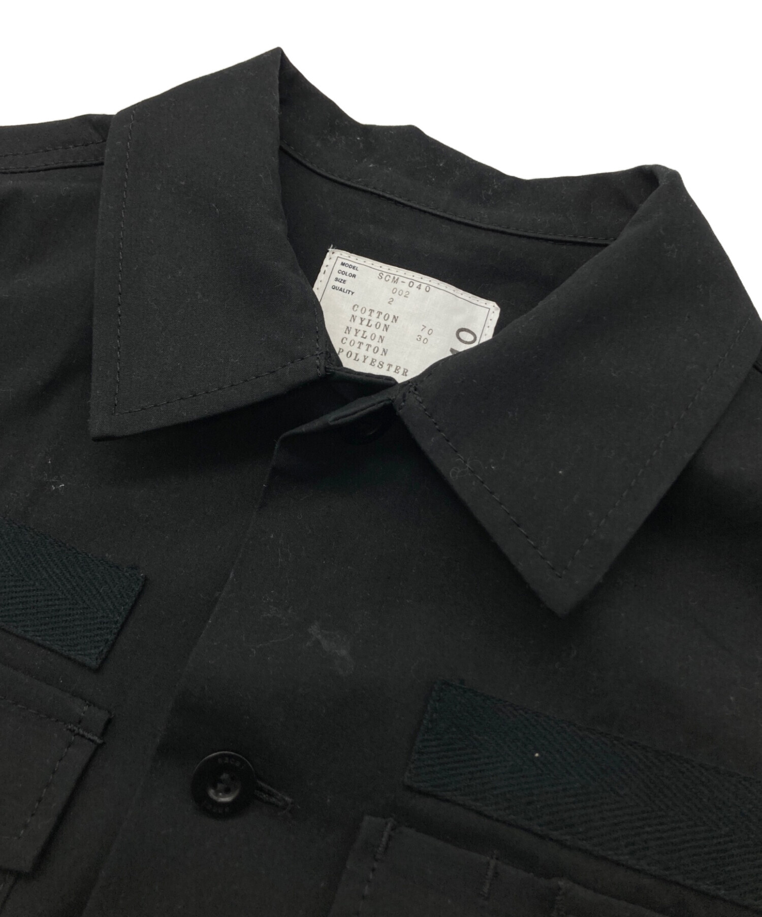 sacai ブラック ボタン付きシャツジャケット 中古・古着通販】sacai (サカイ) Cotton Oxford x Nylon Twill Shirt