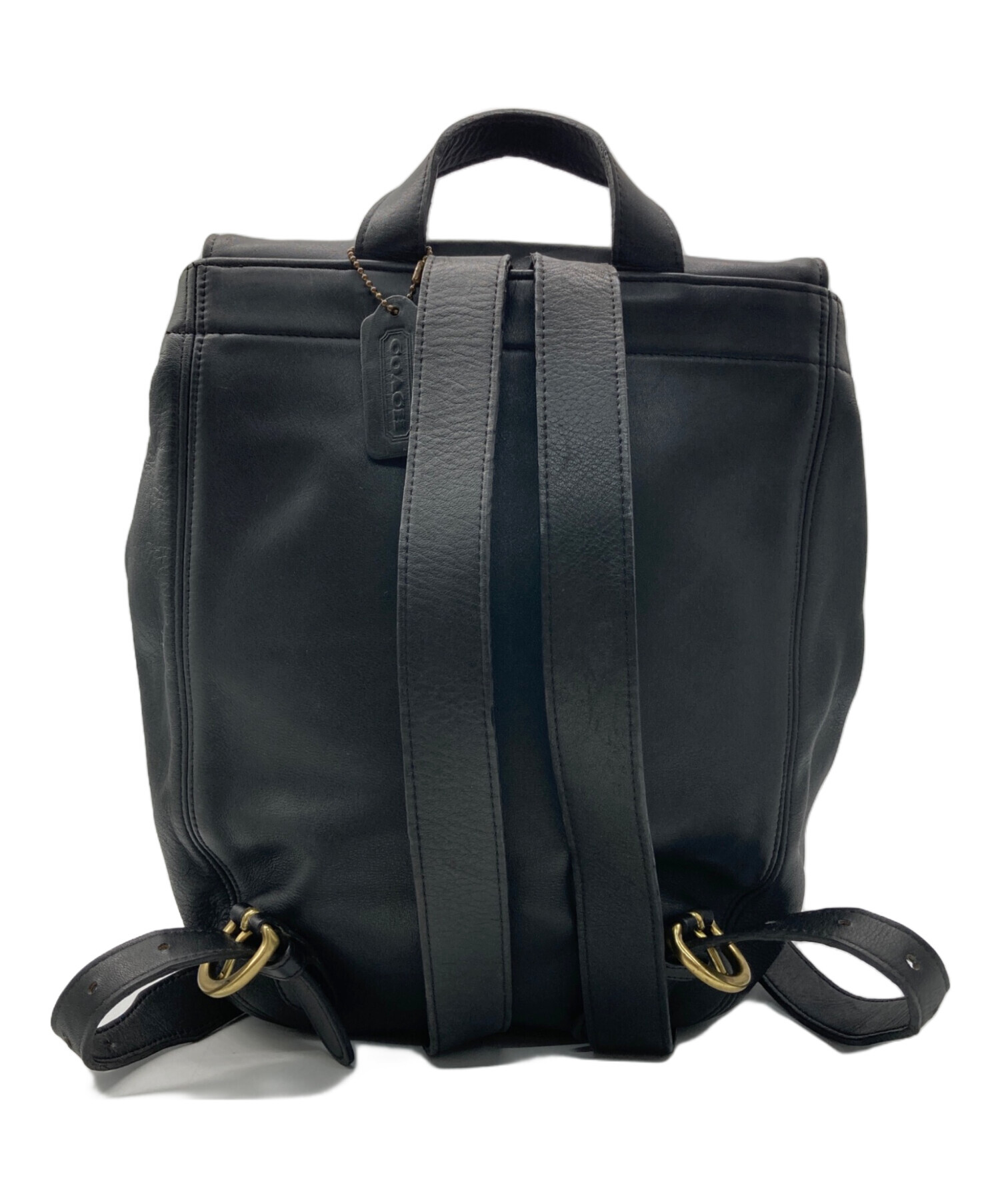 中古・古着通販】COACH (コーチ) レザーリュック ブラック サイズ