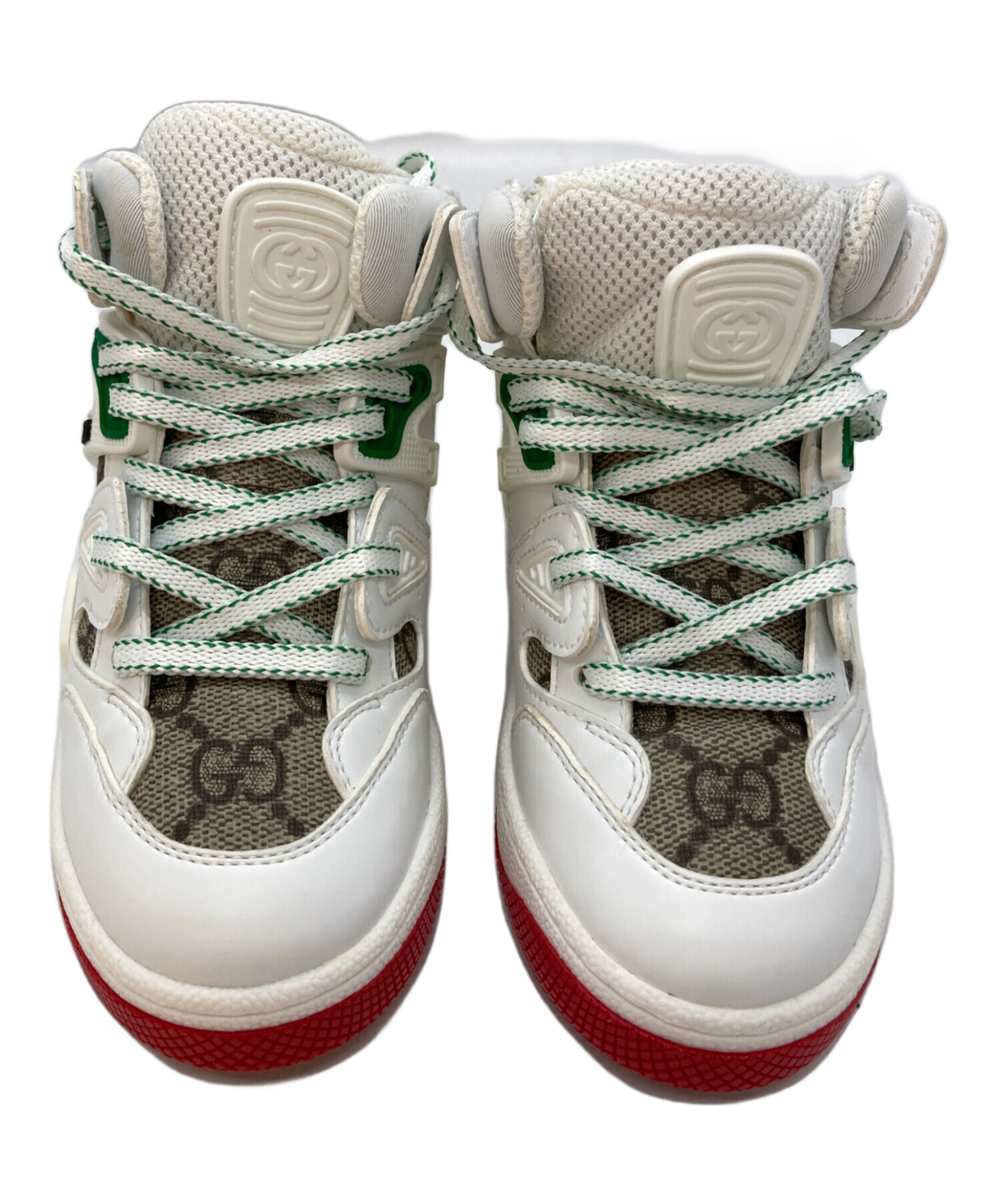 ★ファウン★【ほぼ未使用】GUCCI　グッチ　スニーカー　ホワイト　GG柄 中古・古着通販】GUCCI (グッチ) GGバスケットスニーカー ホワイト