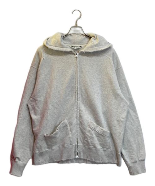 中古・古着通販】ANCELLM (アンセルム) CRASH ZIP HOODIE ホワイト