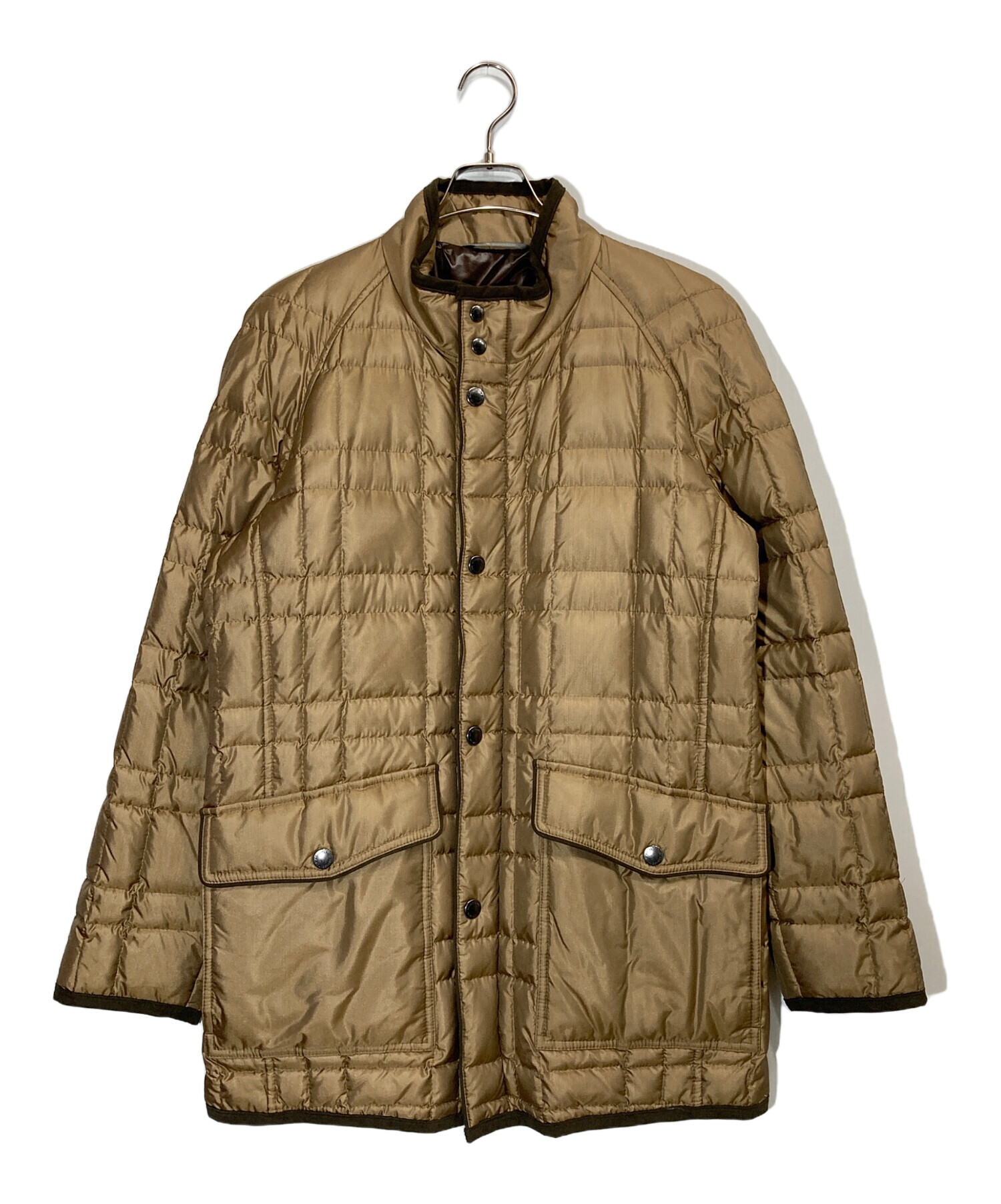 Aquascutum ベージュグレー ダウンコート 中古・古着通販】Aquascutum (アクアスキュータム) シルクダウンコート