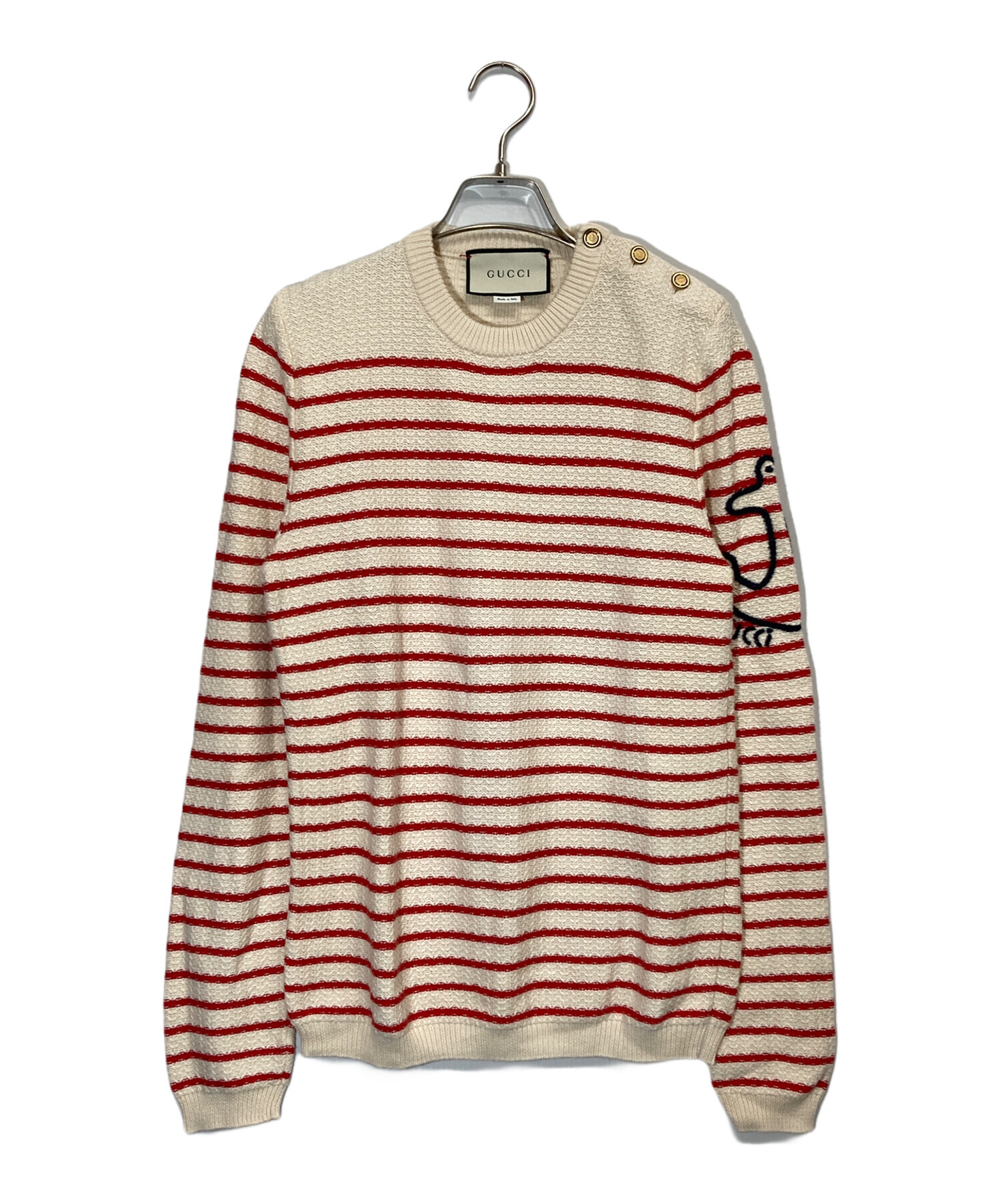 【未使用✨タグ付き】グッチ　スウェット　プルオーバー　リップロゴ　現行タグ 中古・古着通販】GUCCI (グッチ) Embroidered Striped Cotton And