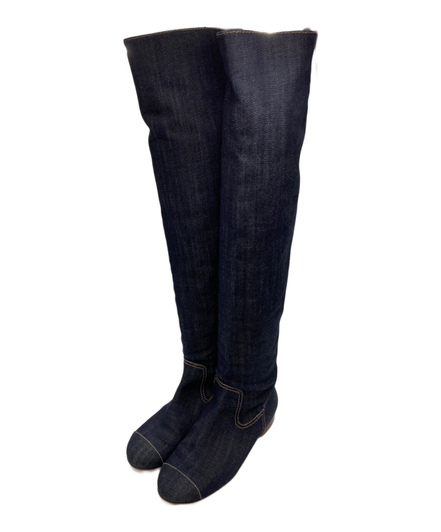 中古・古着通販】CHANEL (シャネル) デニムロングブーツ インディゴ