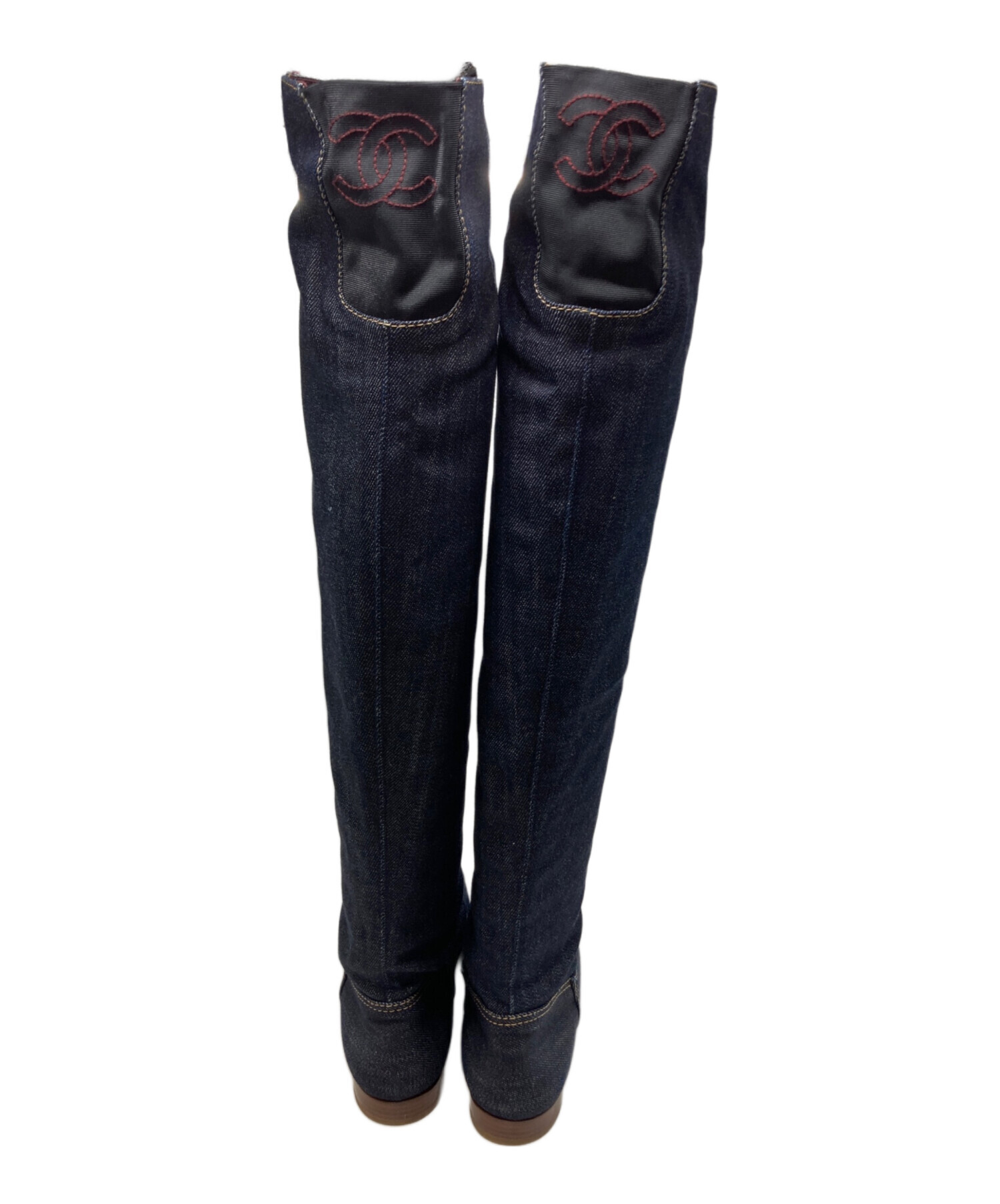 中古・古着通販】CHANEL (シャネル) デニムロングブーツ インディゴ