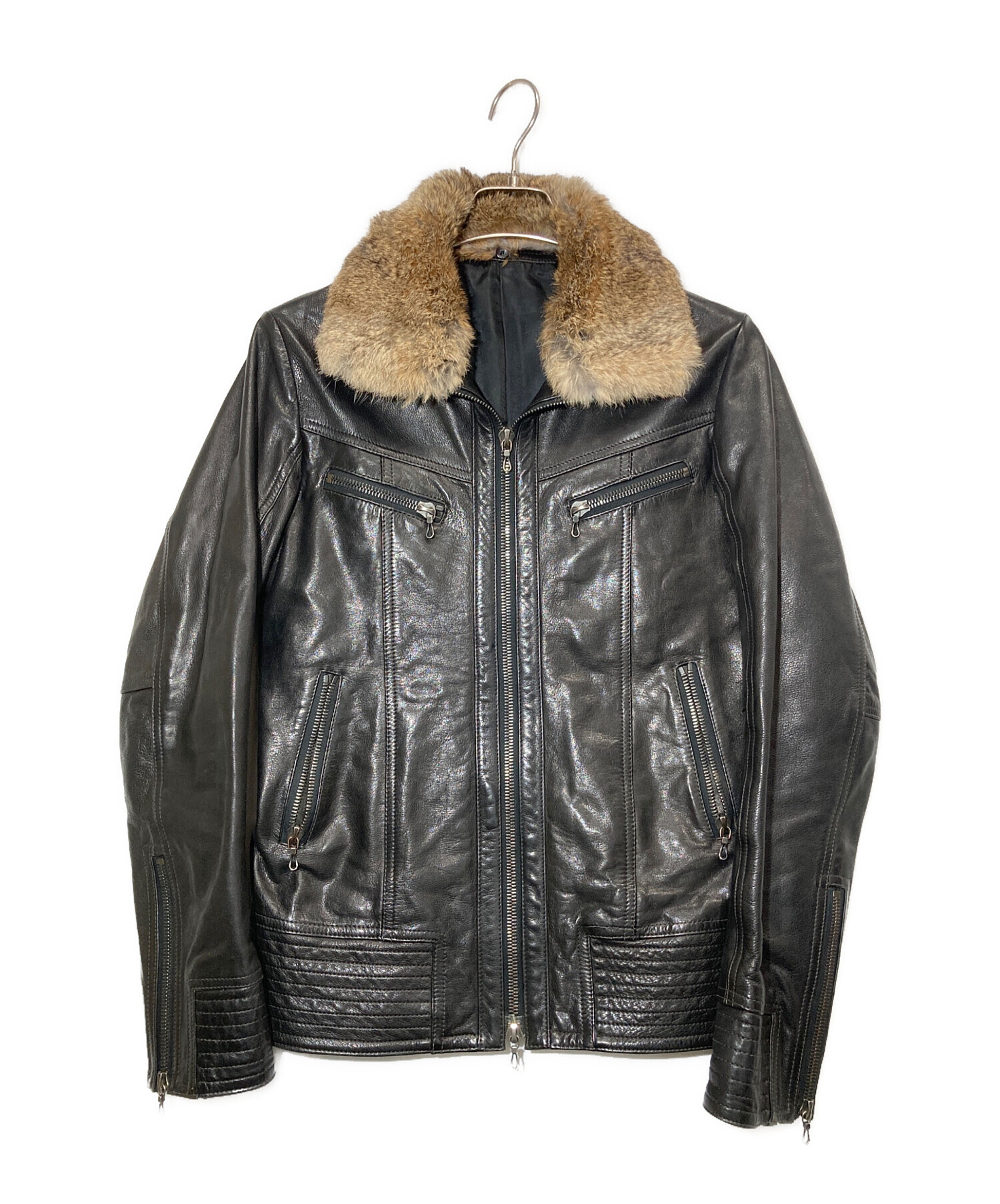 中古・古着通販】SHELLAC (シェラック) カウレザージャケット ブラック