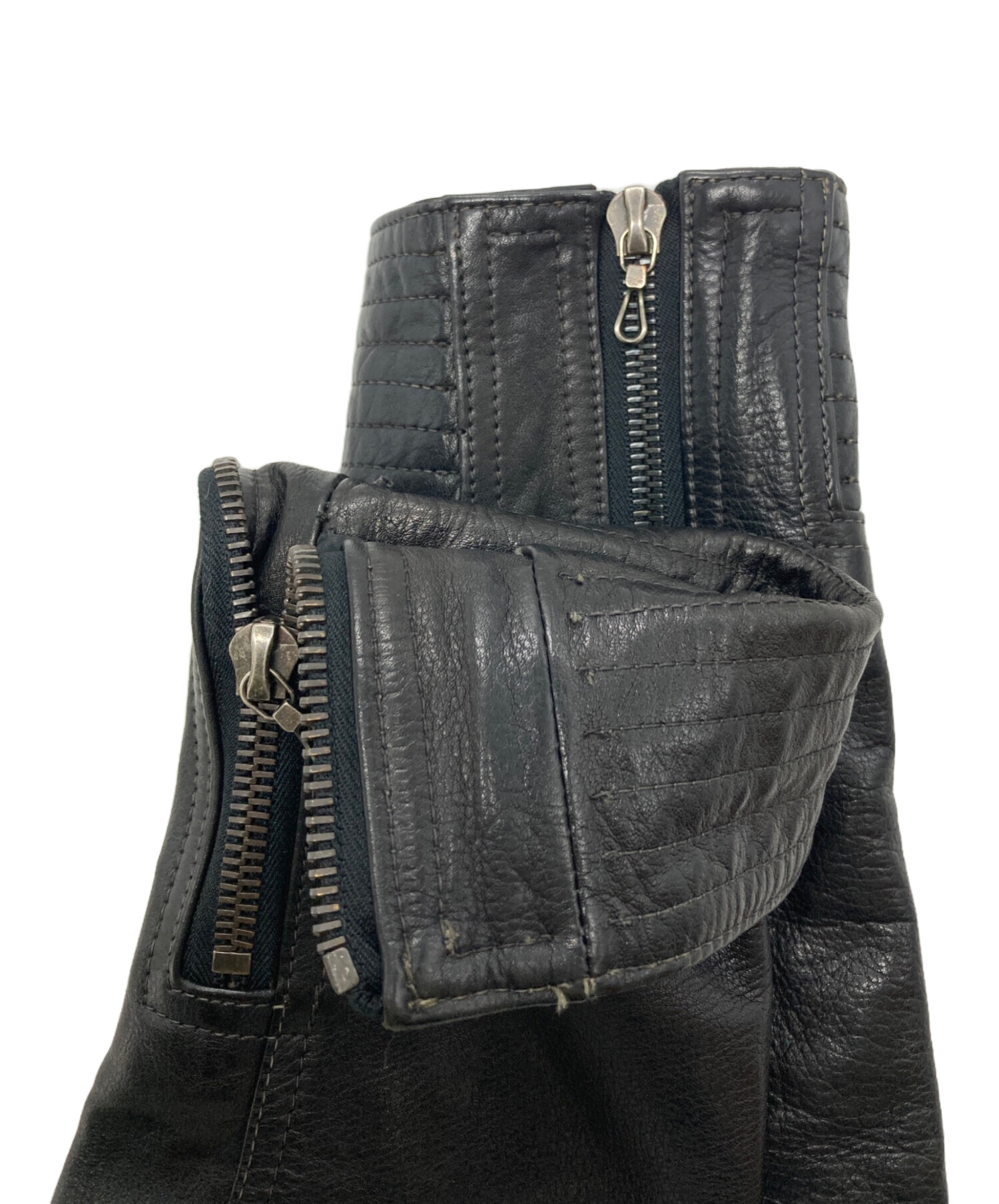 中古・古着通販】SHELLAC (シェラック) カウレザージャケット ブラック