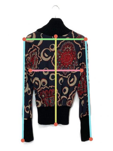 中古・古着通販】ETRO (エトロ) シルク切替ハイネックニット ネイビー