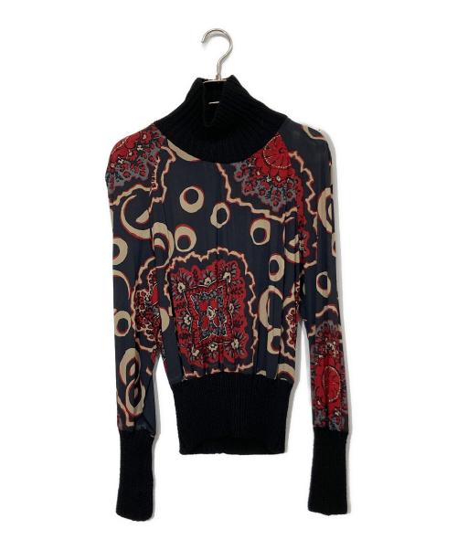 中古・古着通販】ETRO (エトロ) シルク切替ハイネックニット ネイビー