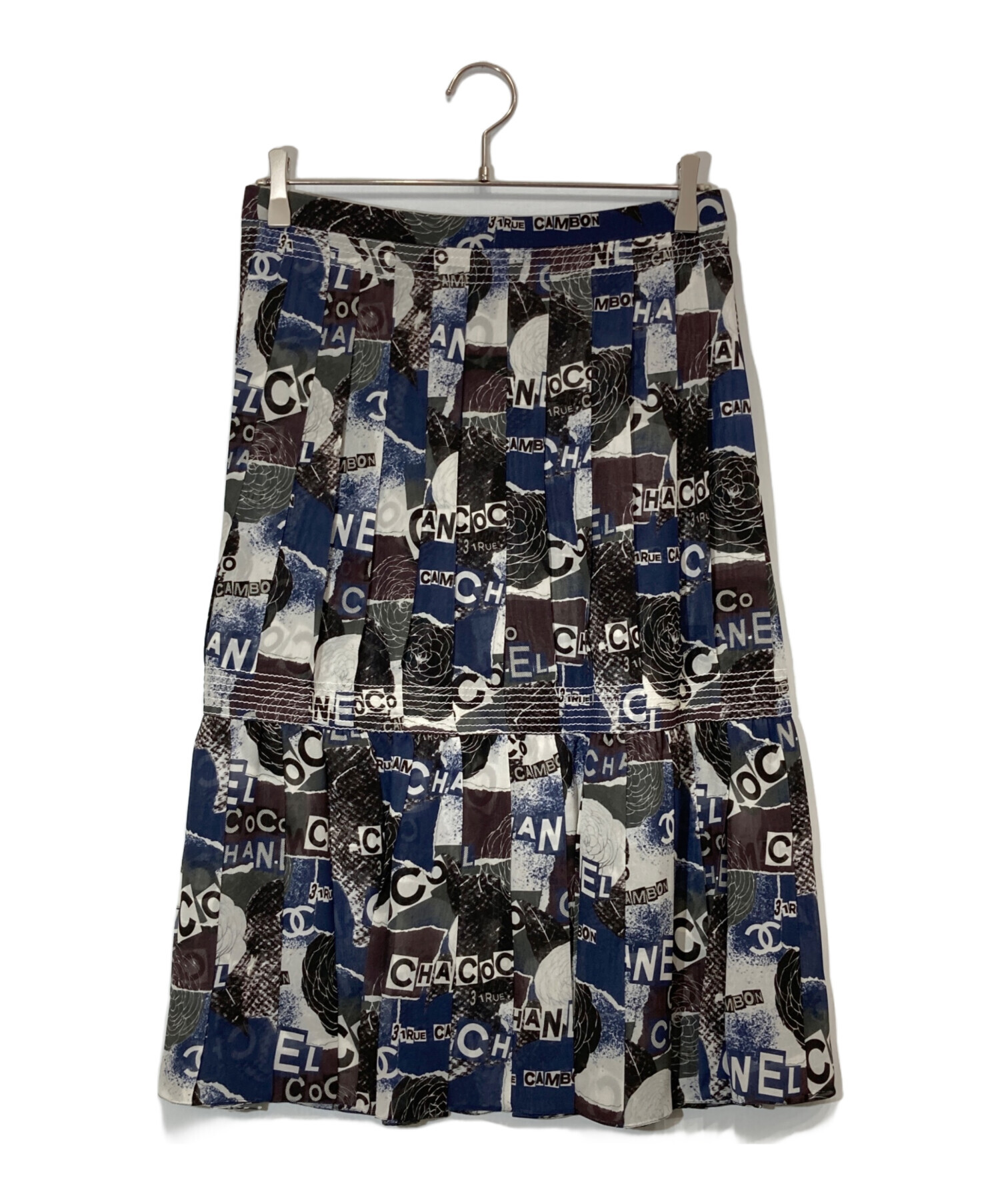 シャネル　プリーツスカート　シルク　ヴィンテージ 中古・古着通販】CHANEL (シャネル) 総柄シルクプリーツスカート