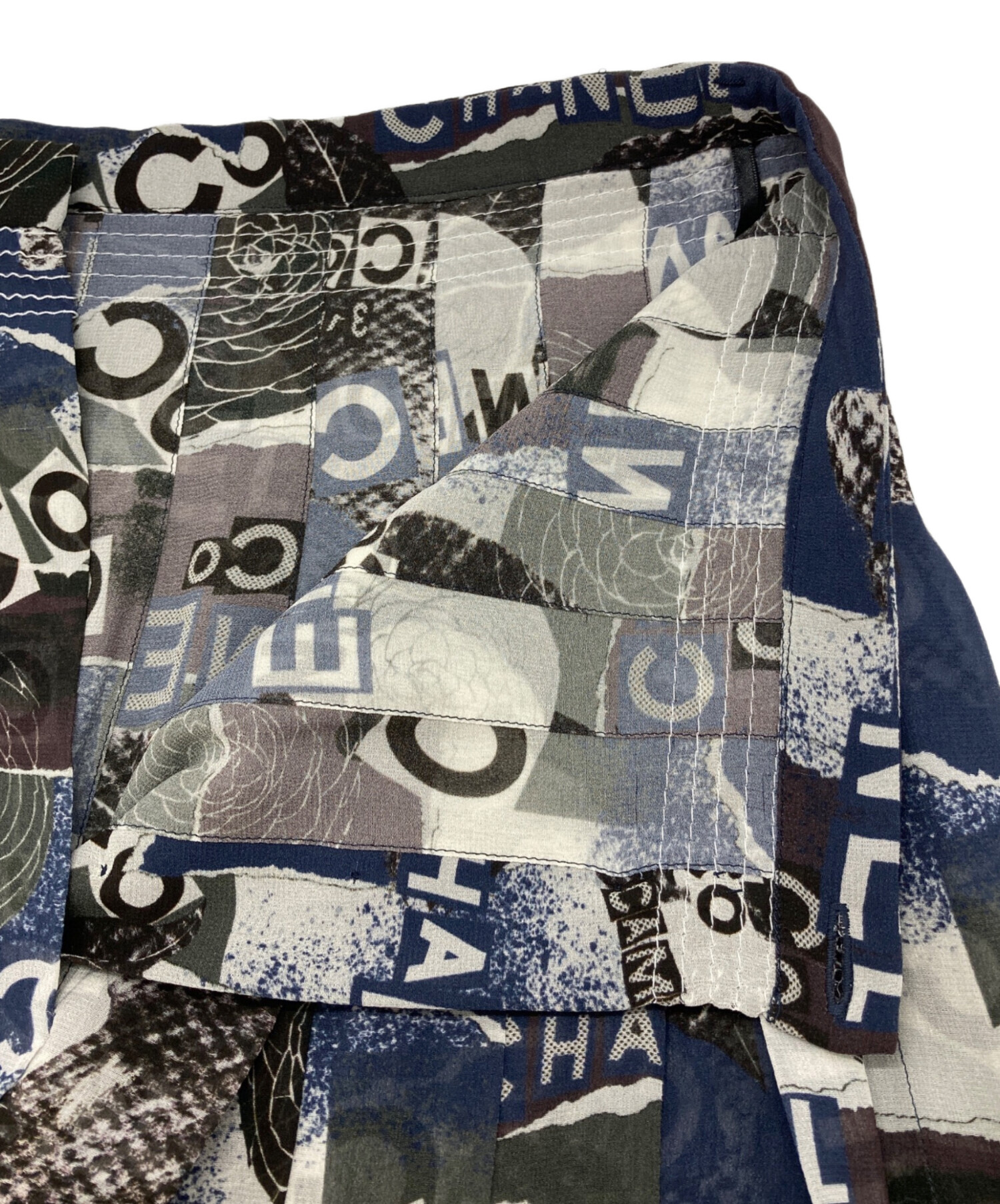 中古・古着通販】CHANEL (シャネル) 総柄シルクプリーツスカート