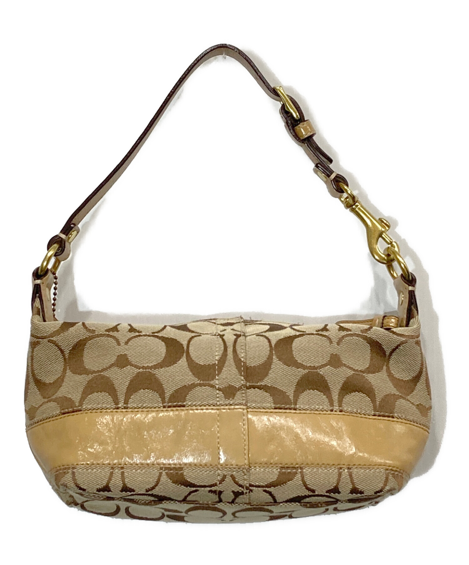 中古・古着通販】COACH (コーチ) シグネチャーハンドバッグ ベージュ