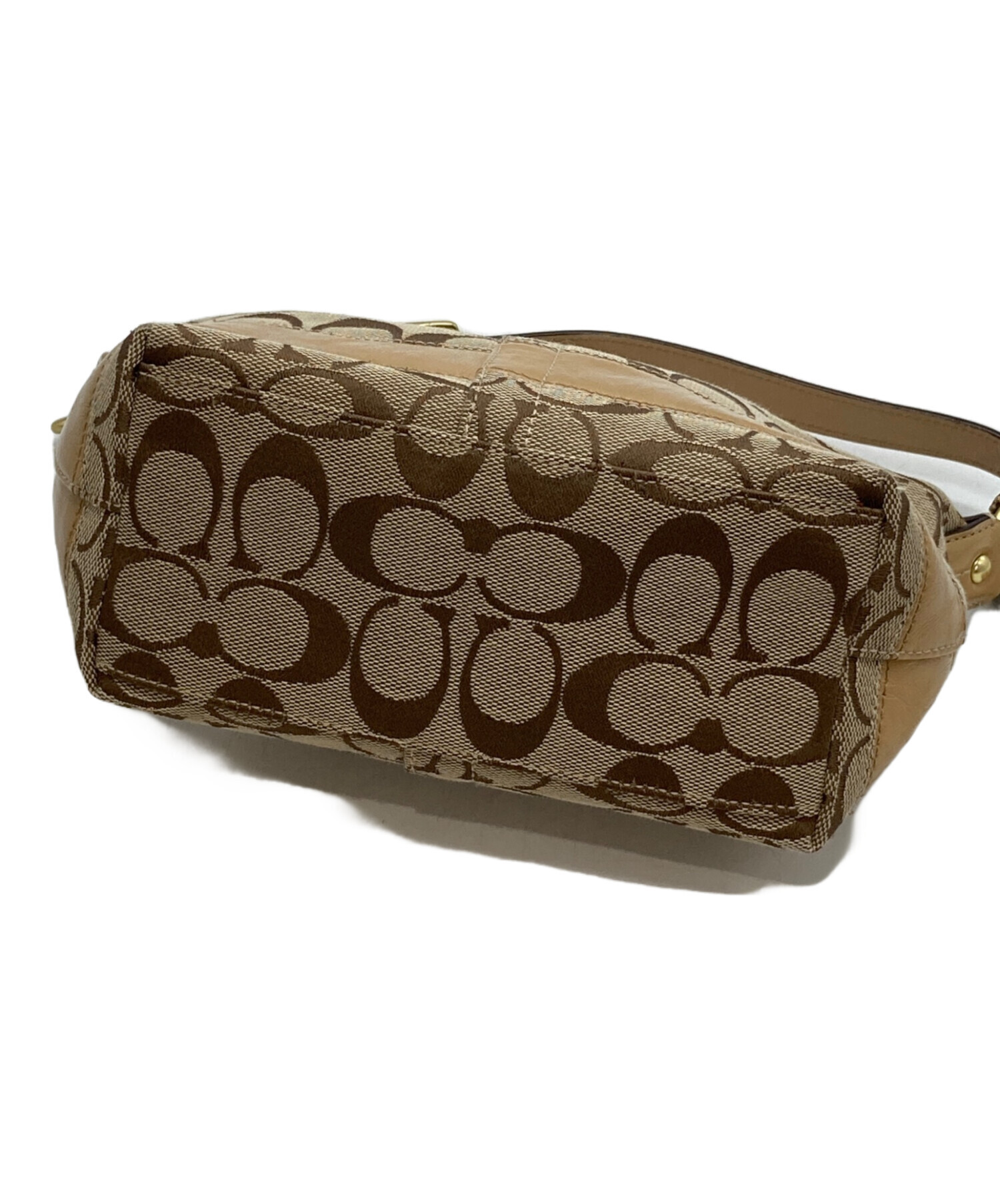 中古・古着通販】COACH (コーチ) シグネチャーハンドバッグ ベージュ