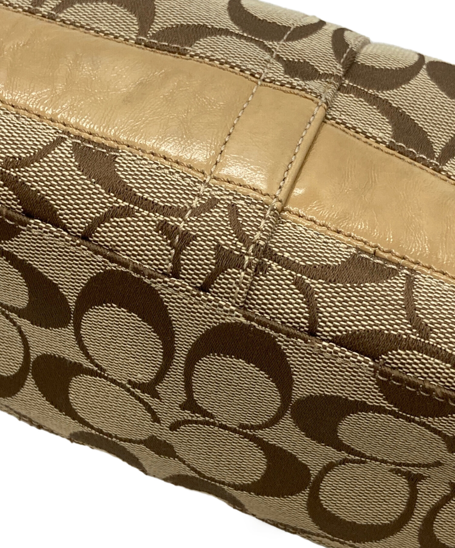 中古・古着通販】COACH (コーチ) シグネチャーハンドバッグ ベージュ