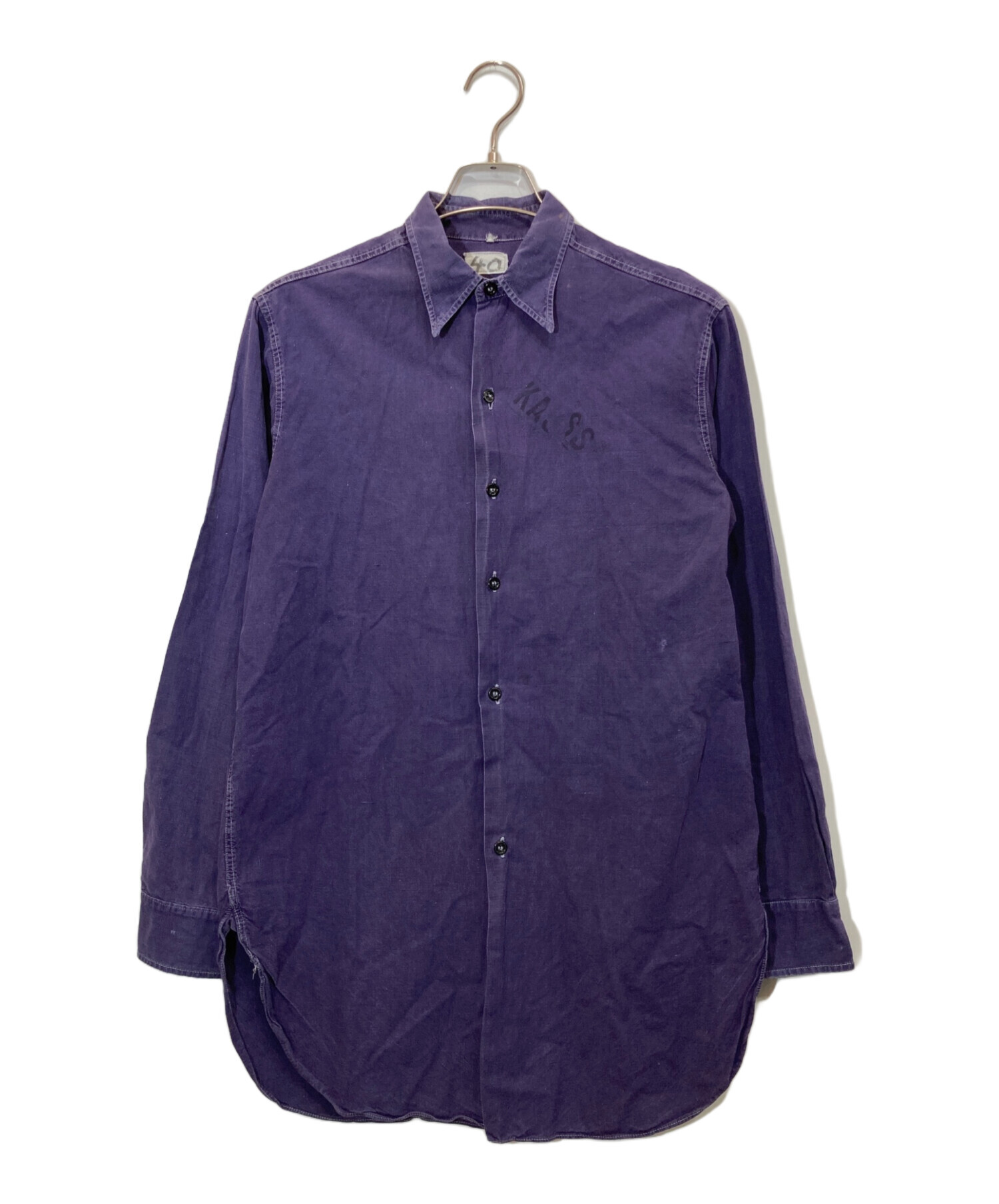 中古・古着通販】USED (ユーズド) フレンチワークシャツ ネイビー