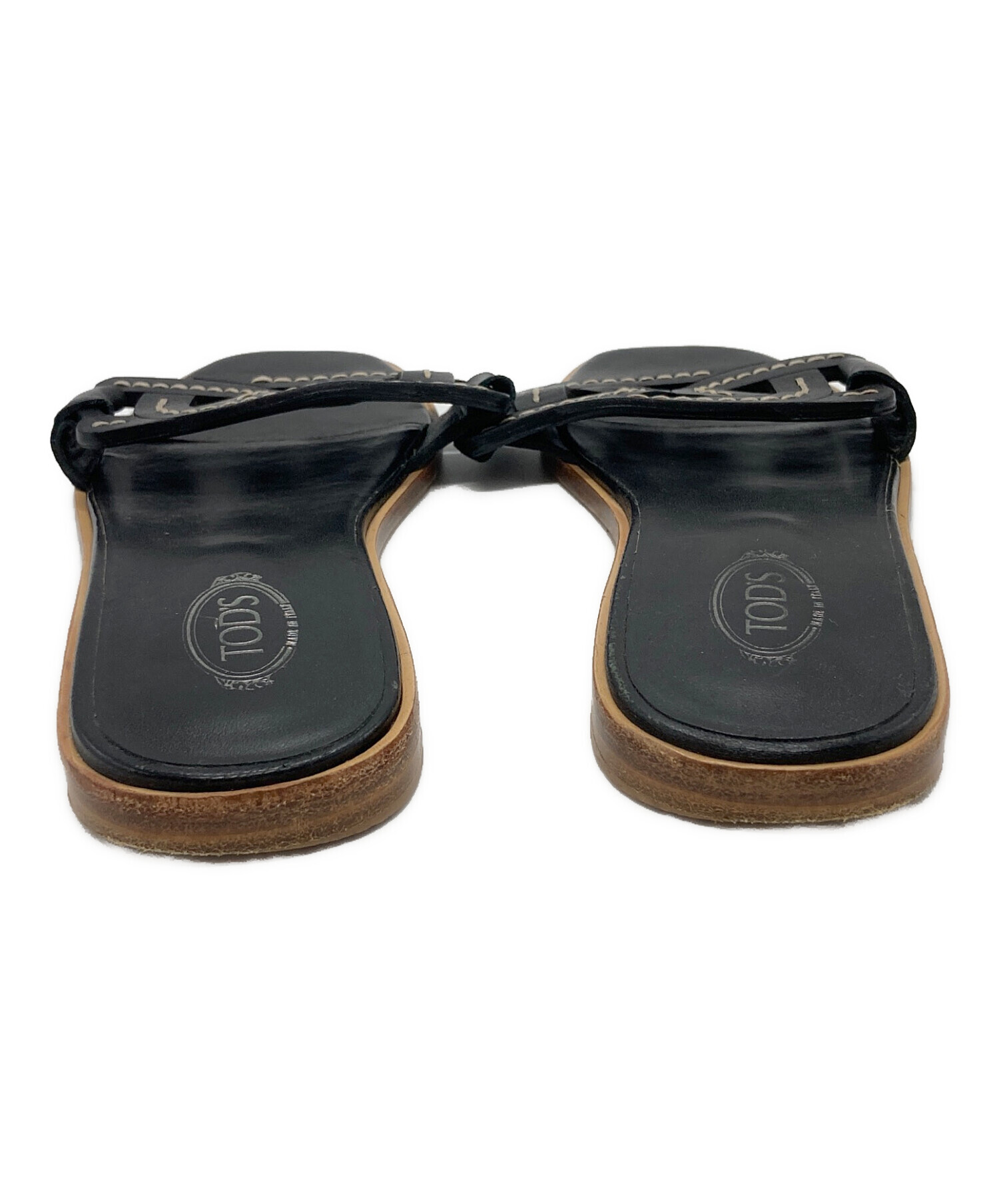 中古・古着通販】TOD'S (トッズ) フラットレザーサンダル ブラック