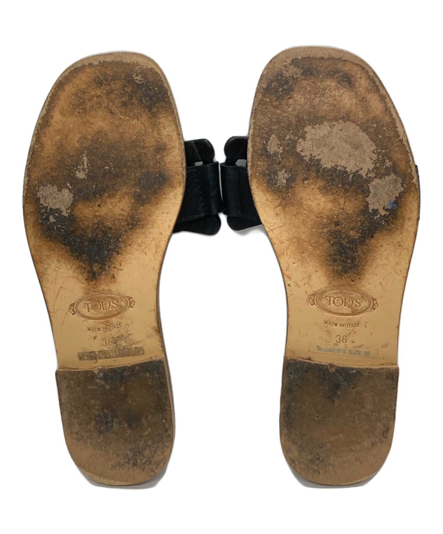 中古・古着通販】TOD'S (トッズ) フラットレザーサンダル ブラック