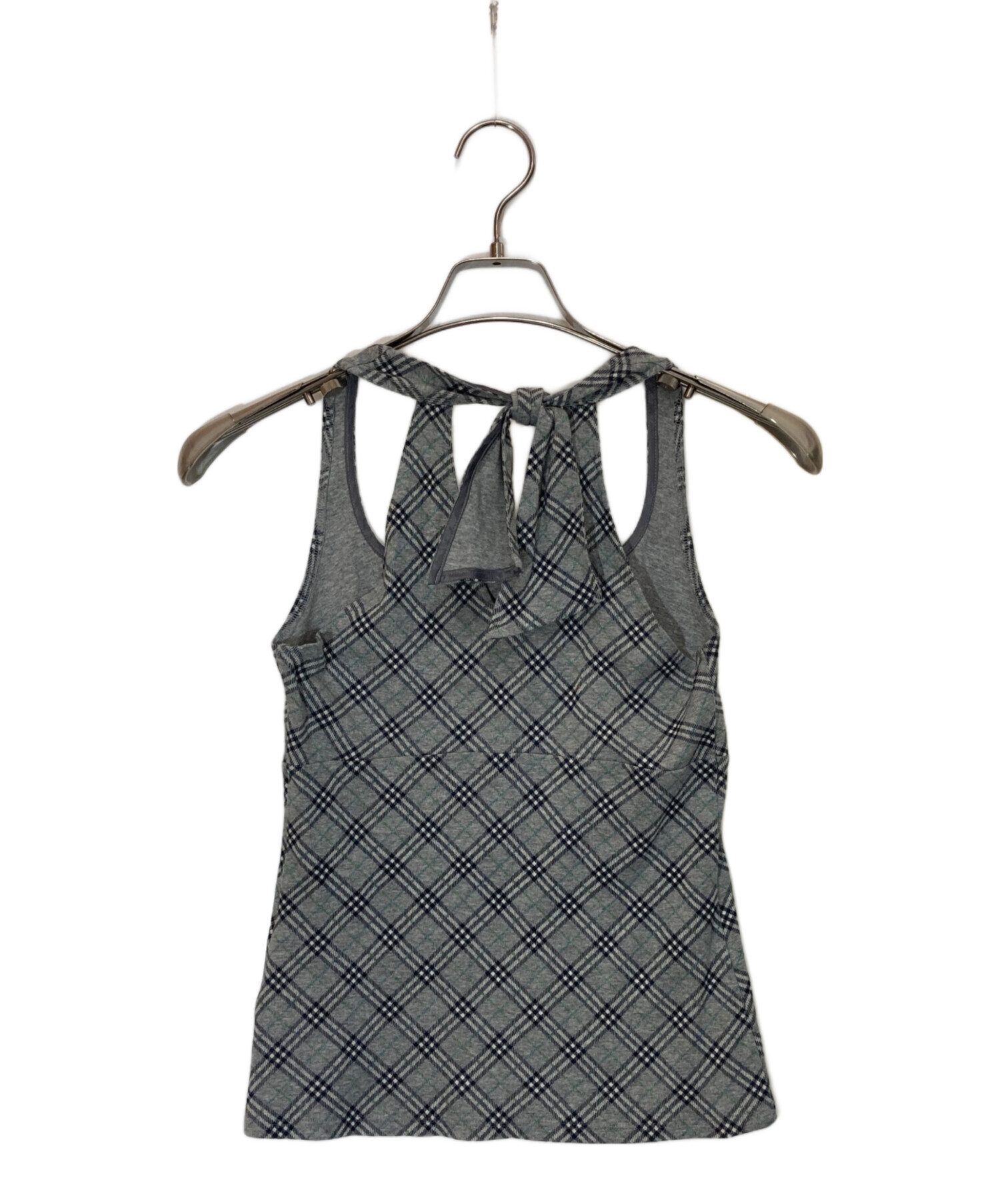 BURBERRY BLUE LABEL タンクトップ　ホルターネック バーバリーブルーレーベル ノバチェック柄リボン ホルターネック