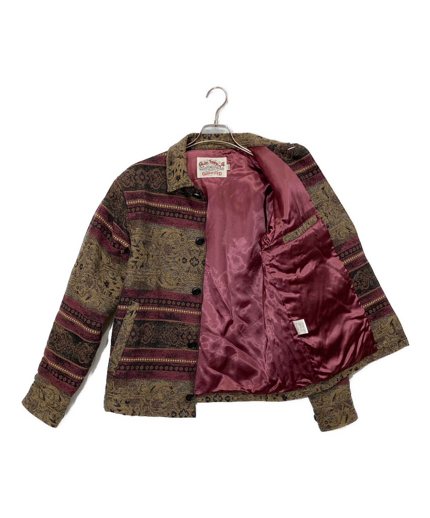 中古・古着通販】CALEE (キャリー) JACQUARD BORDER JACKET ボルドー