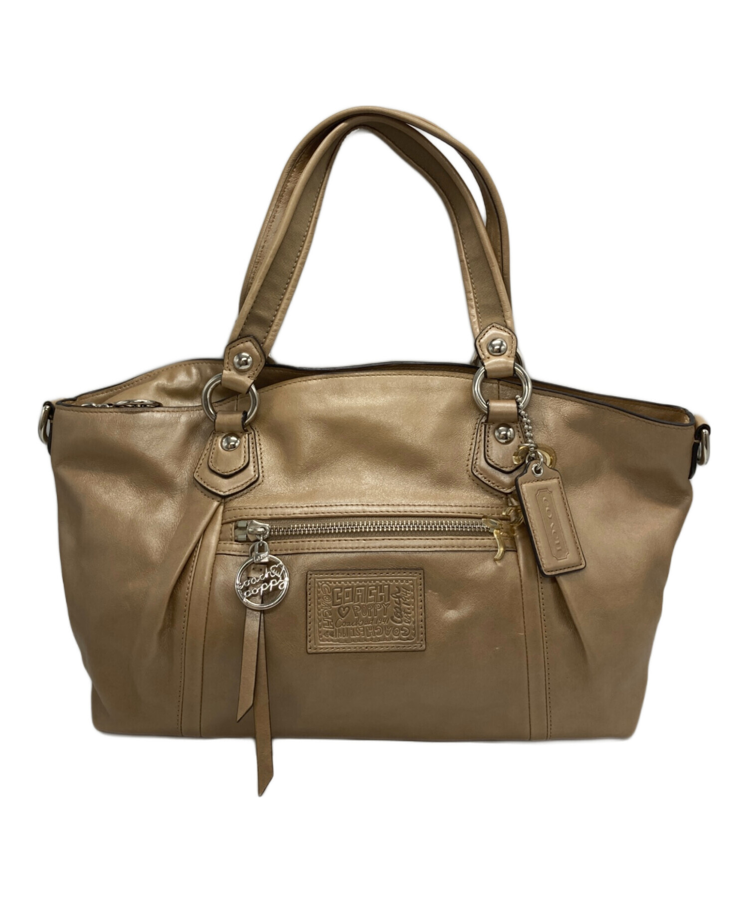 中古・古着通販】COACH (コーチ) ポピー 2WAYトートバッグ ゴールド 