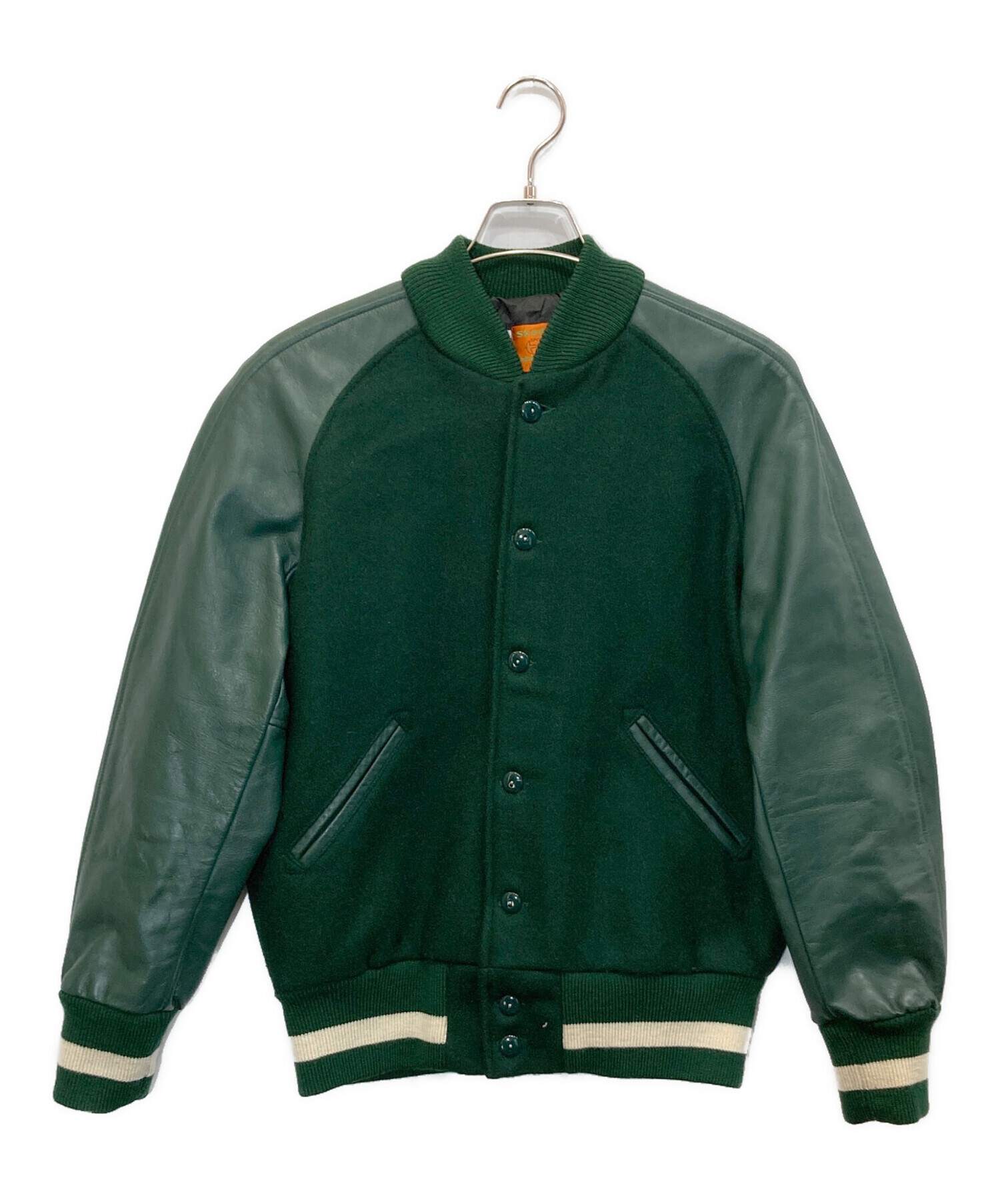 す*ち様 SKOOKUM スタジャン USA製 サイズ38 中古・古着通販】SKOOKUM (スクーカム) ボタンスタジャン グリーン