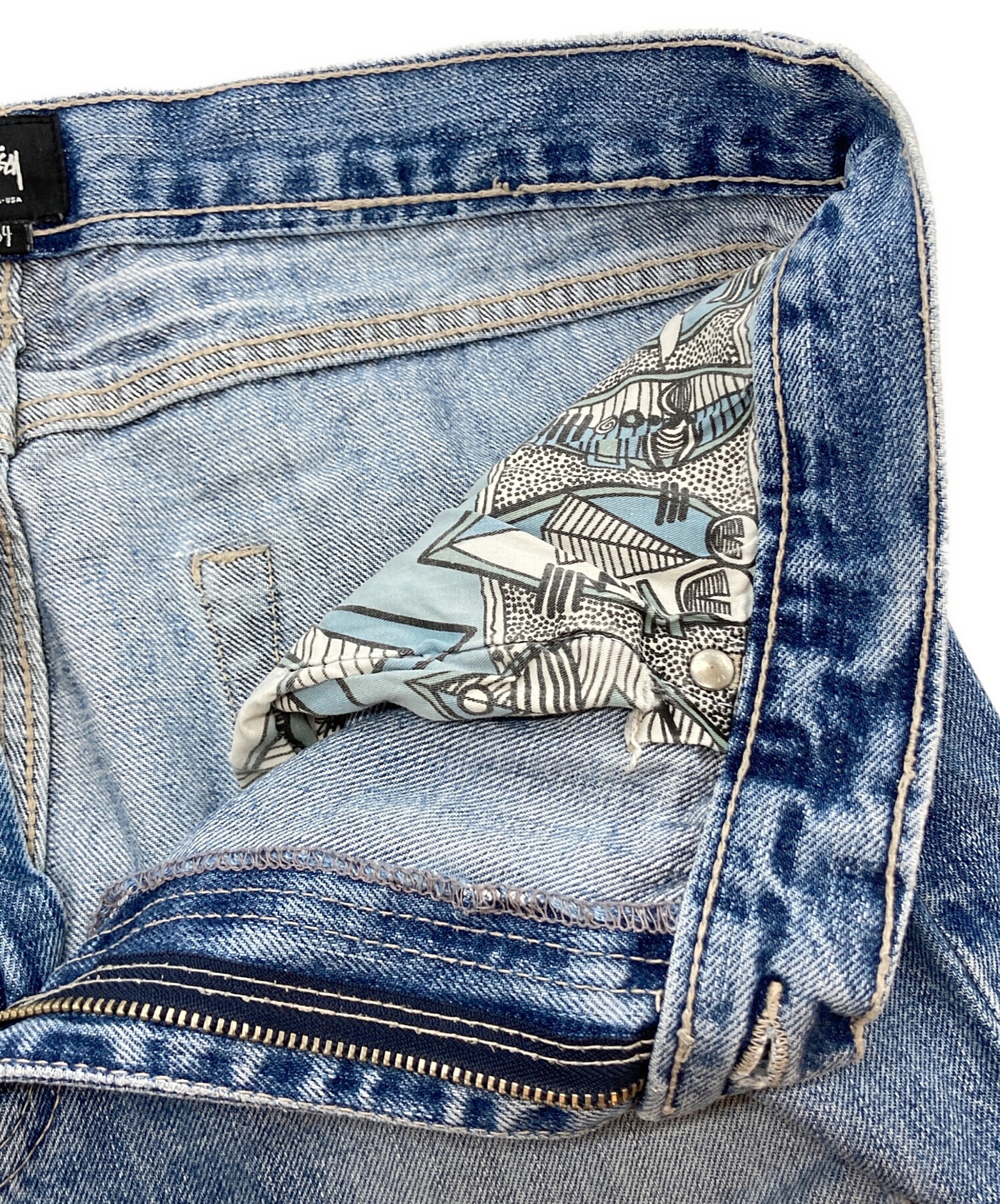 中古・古着通販】stussy (ステューシー) ダメージデニムパンツ ブルー