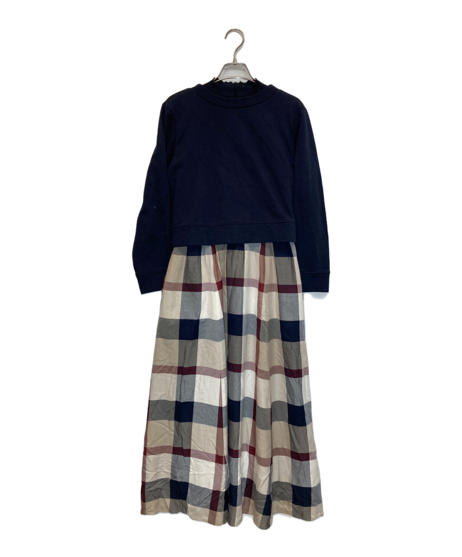 新品タグ付き　CBクレストブリッジ ネイビー チェック柄 ワンピース M 中古・古着通販】BLUE LABEL CRESTBRIDGE (ブルーレーベルクレスト