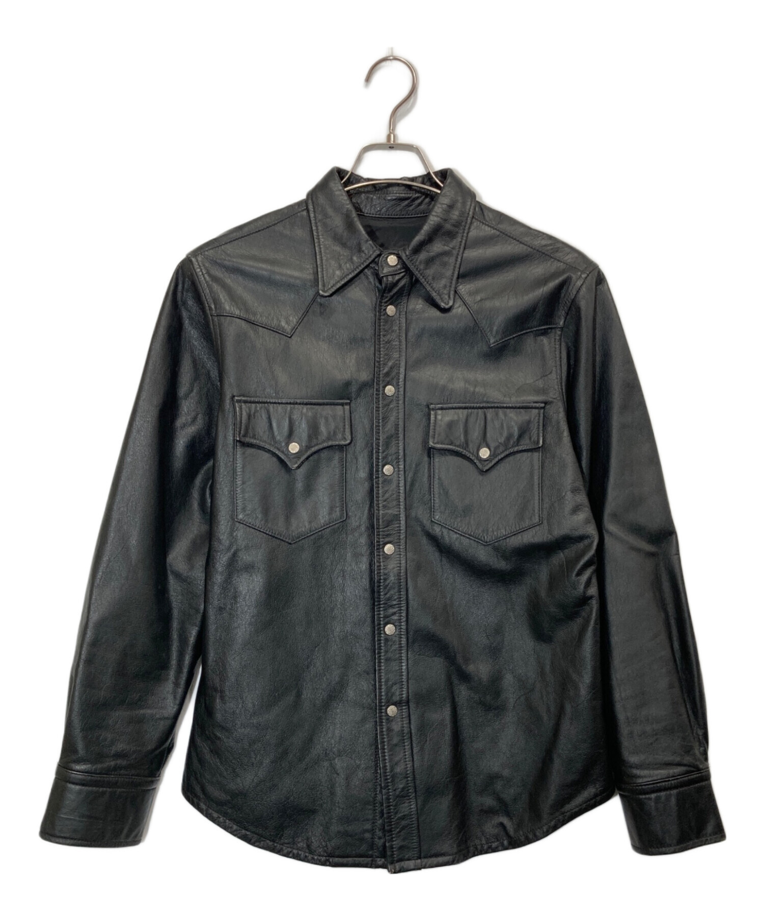 JOHNBULL ブラックレザーシャツ メンズMサイズ　美品級 中古・古着通販】Johnbull (ジョンブル) レザーウエスタンシャツ