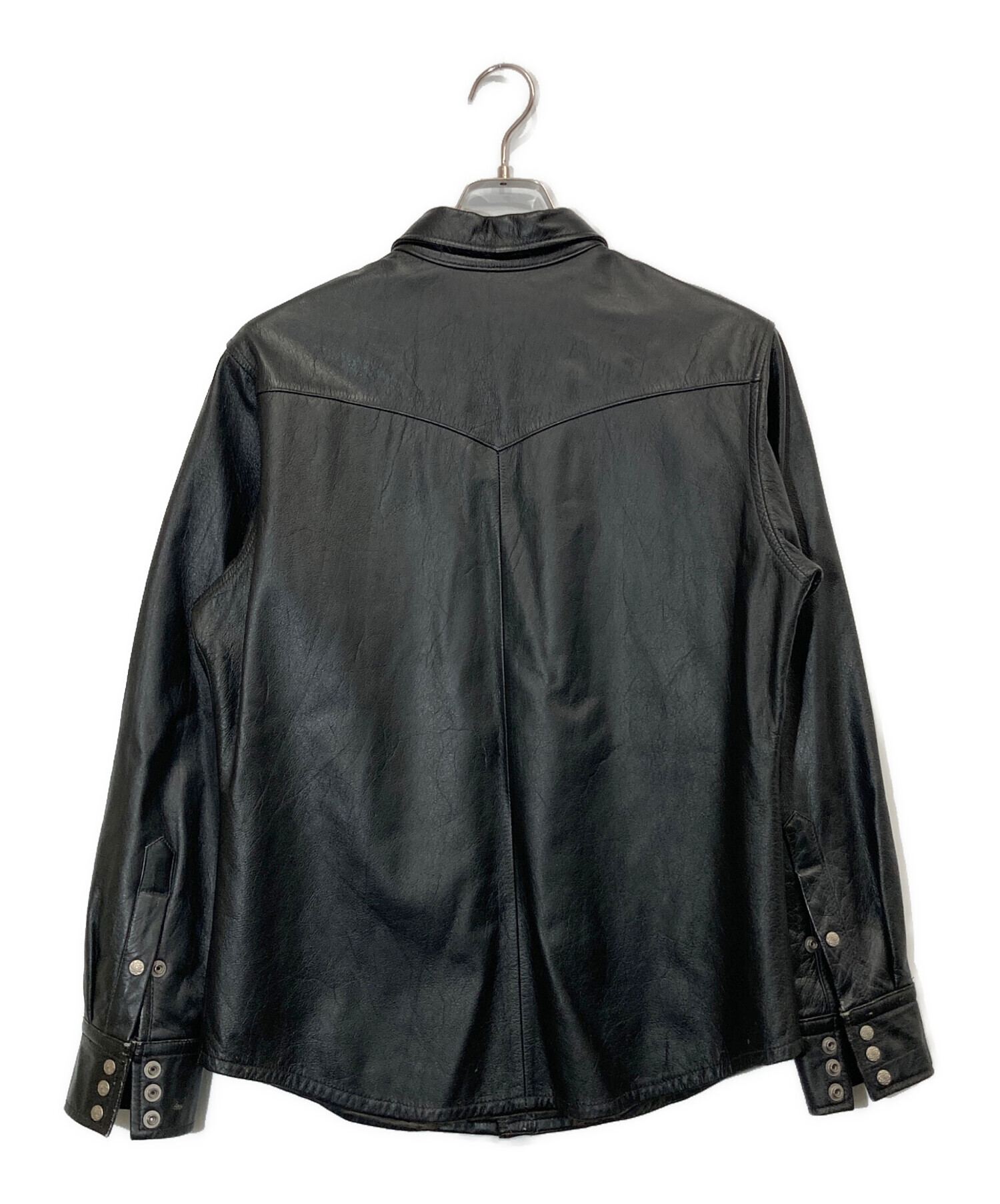 JOHNBULL ブラックレザーシャツ メンズMサイズ　美品級 中古・古着通販】Johnbull (ジョンブル) レザーウエスタンシャツ