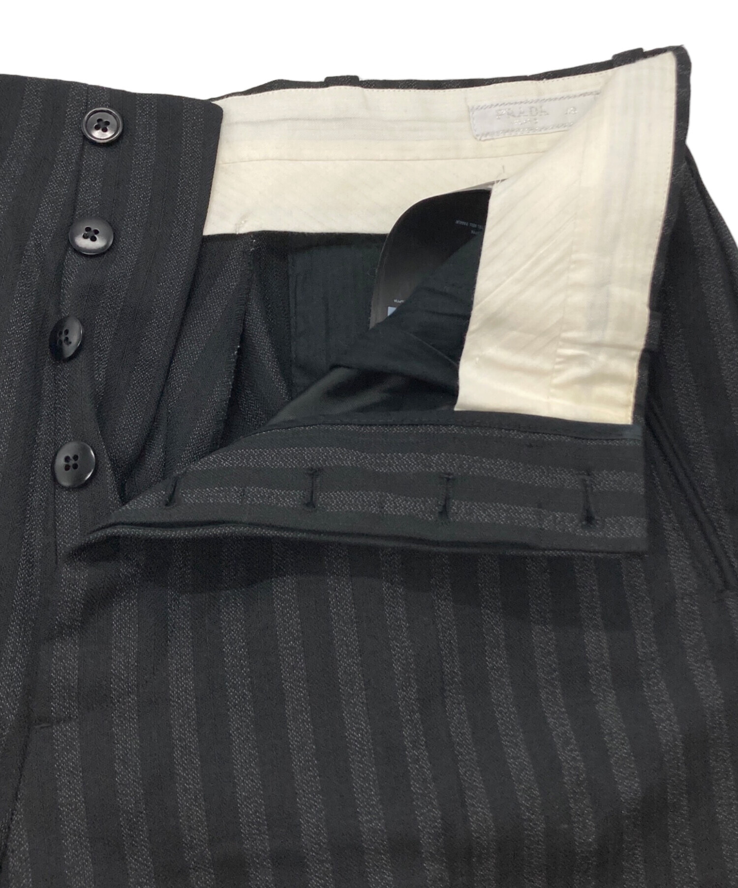 中古・古着通販】PRADA (プラダ) ストライプスラックス ブラック