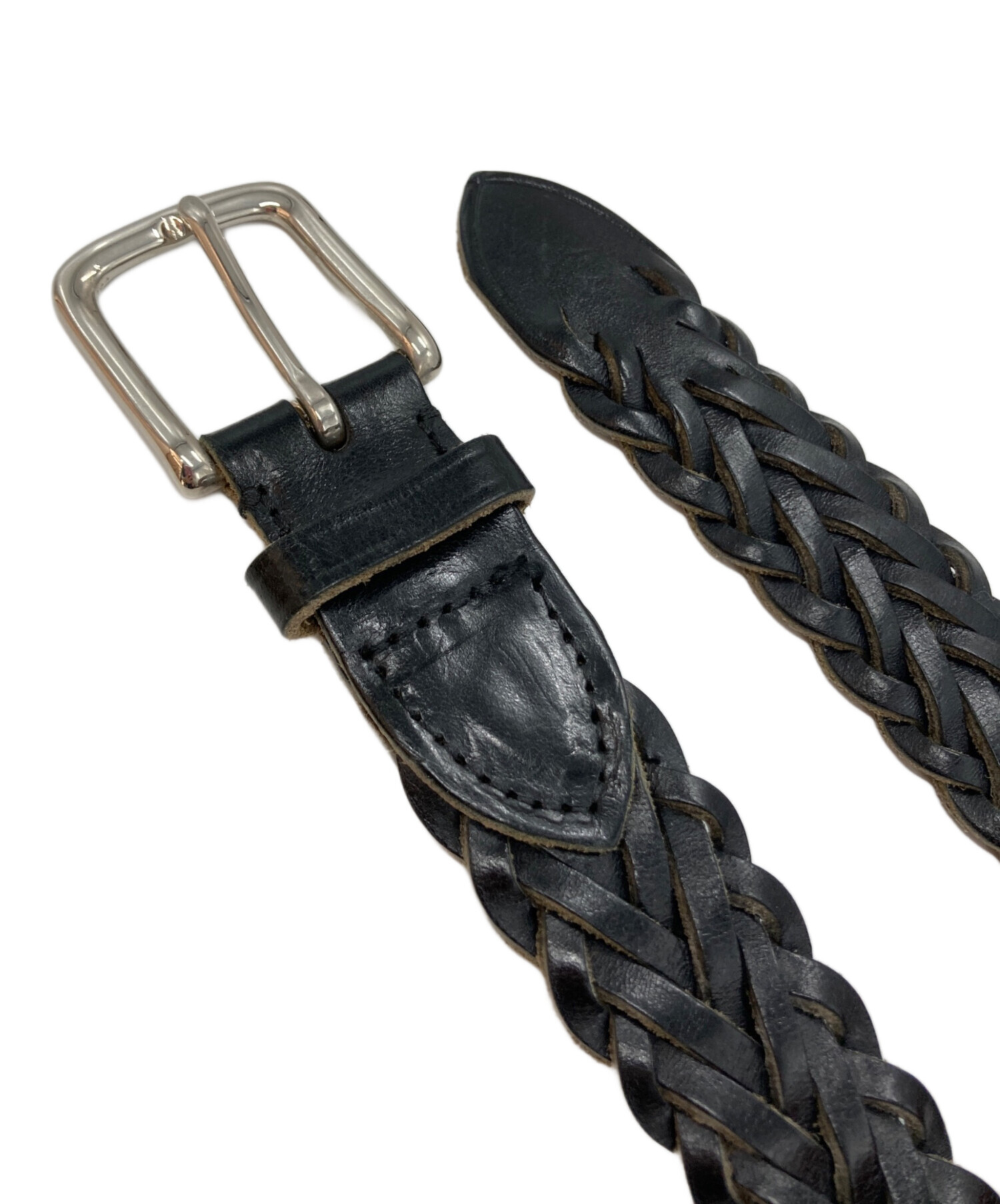 Whitehouse Cox 編み込みレザーベルト　ホワイトハウス　コックス　黒 中古・古着通販】Whitehouse Cox (ホワイトハウスコックス) 編み込み