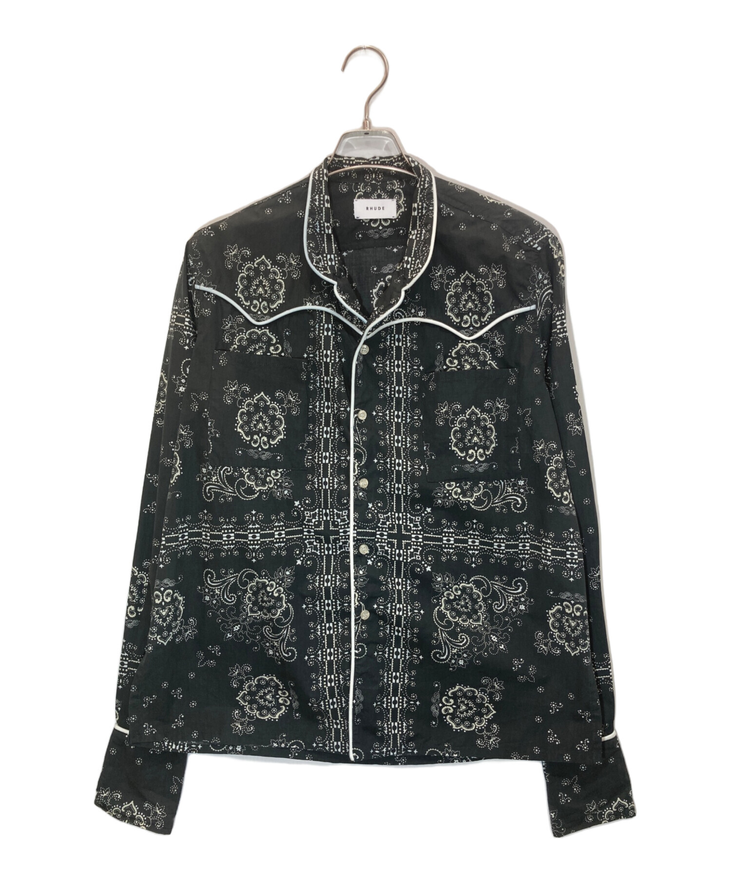 【T-pablow着用】RHUDE☆バンダナ柄パジャマシャツ ペイズリー柄 M 中古・古着通販】RHUDE (ルード) バンダナパジャマシャツ グレー