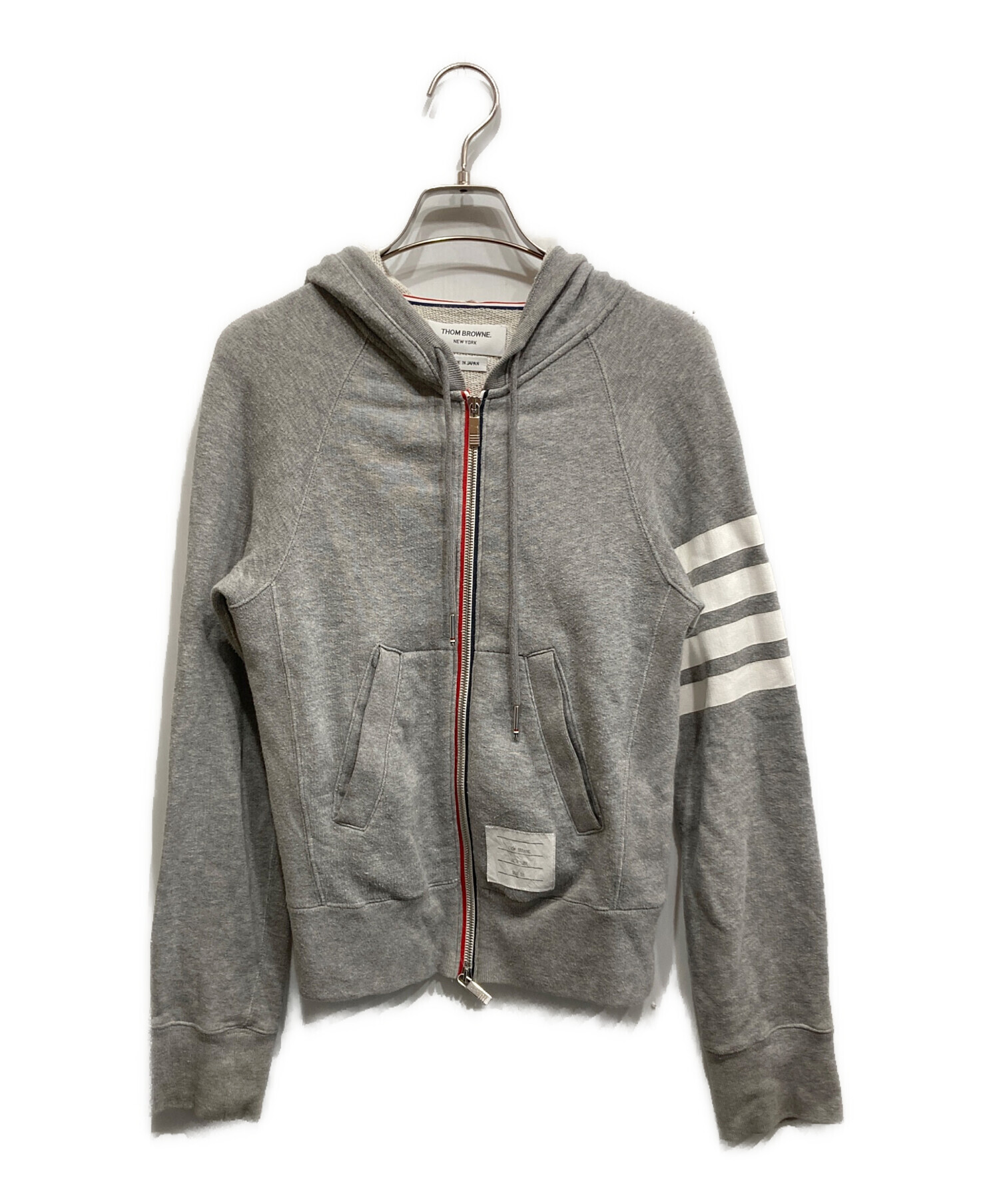 THOM BROWNE ZIP HOODIE ライトグレー サイズ 2 パーカー 中古・古着通販】Thom Browne (トムブラウン) ジップパーカー グレー