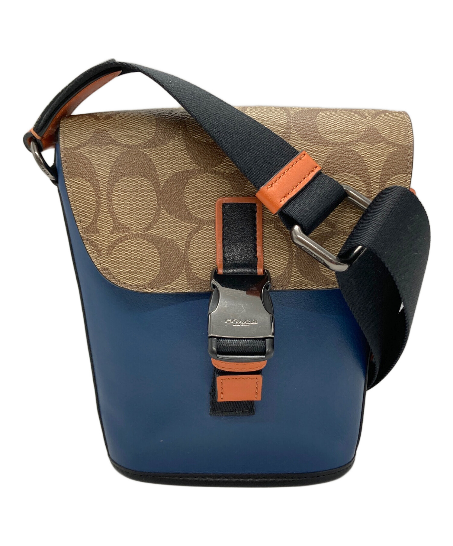 中古・古着通販】COACH (コーチ) ショルダーバッグ ベージュ×ブルー 