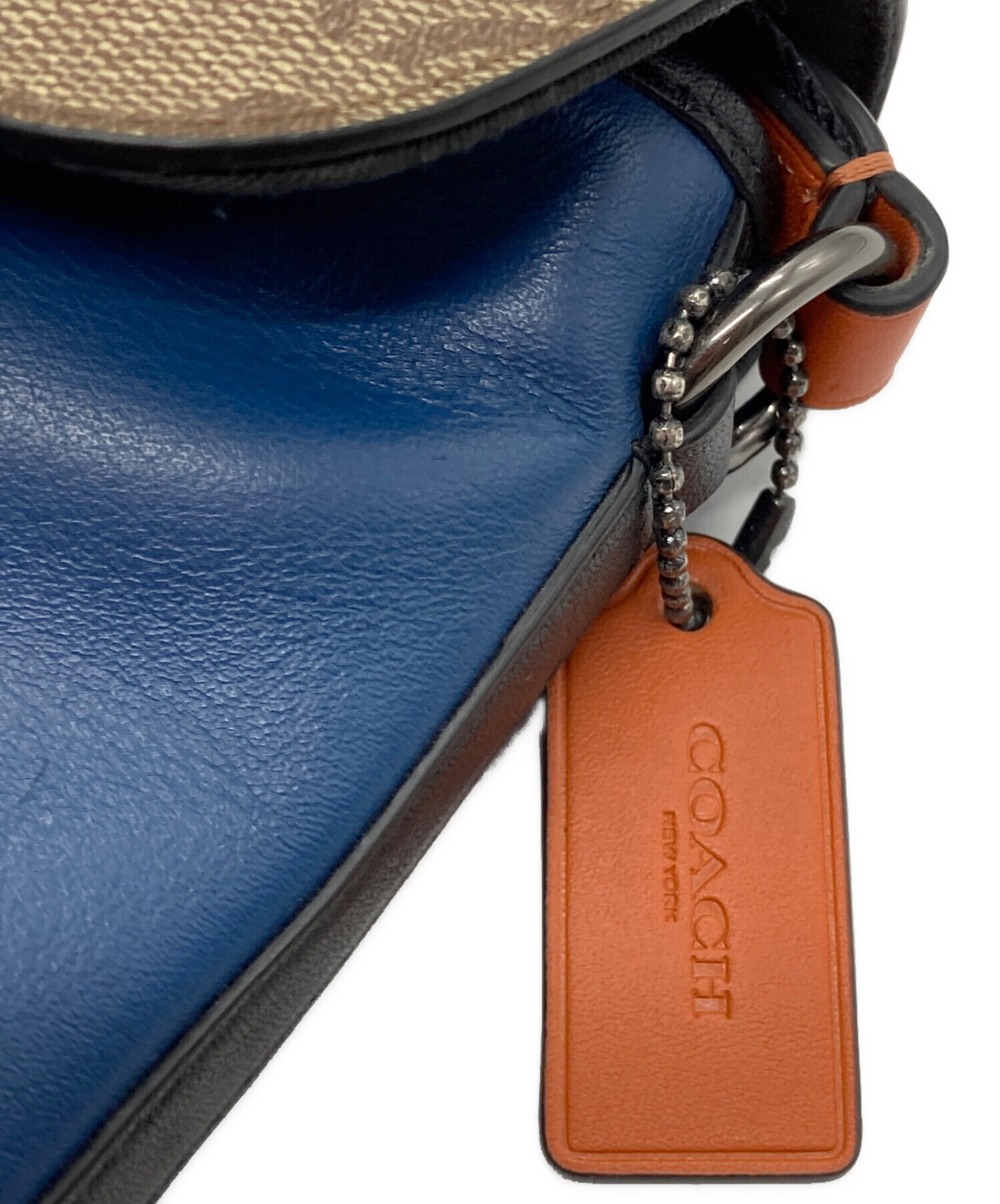 中古・古着通販】COACH (コーチ) ショルダーバッグ ベージュ×ブルー 
