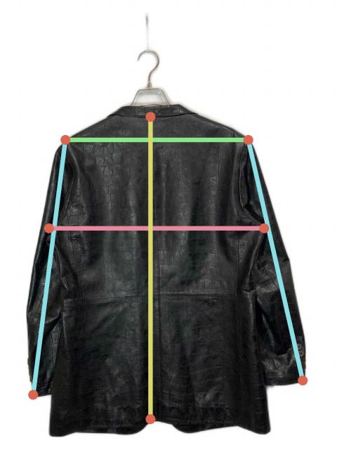 コート レザージャケット 羊革 ランバン ヴィンテージ　LANVIN LANVIN LANVIN 50 黒 クロコ型押し レザージャケット 羊革 ランバン ジャケット・アウター