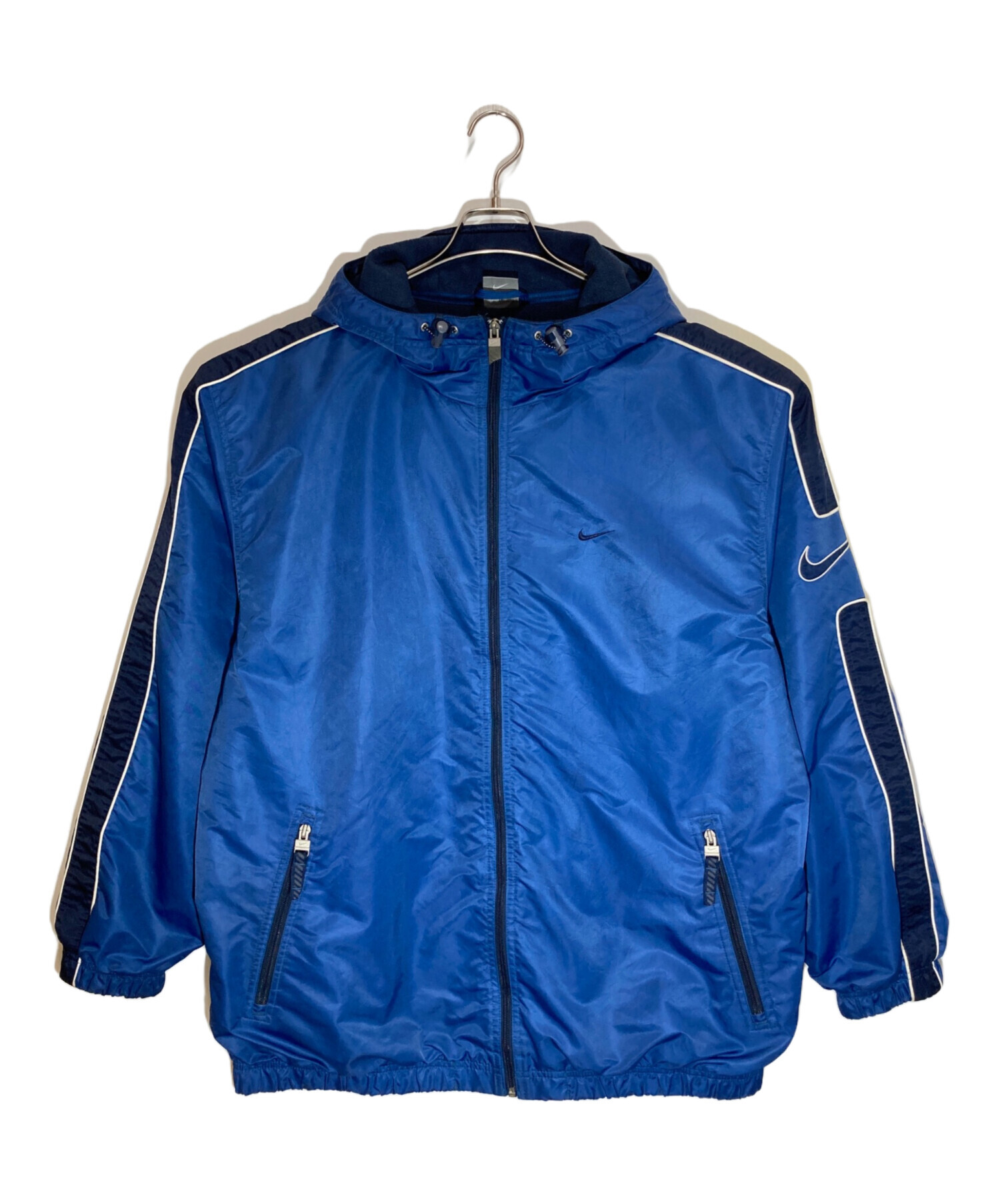 NIKE 00s ナイロンジャケット 青黒 中古・古着通販】NIKE (ナイキ) 00sフーデットナイロンジャケット