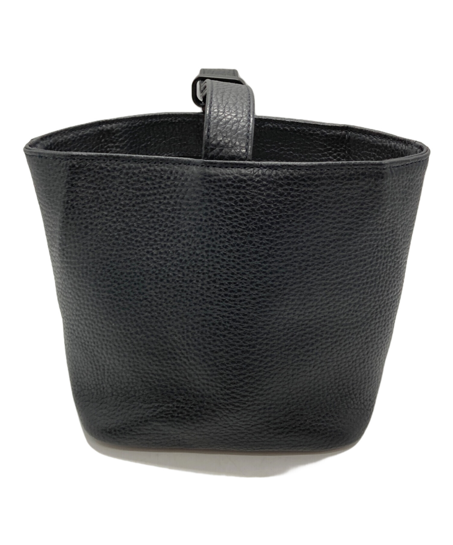 中古・古着通販】HushTug (ハッシュタグ) 巾着レザーバッグ ブラック