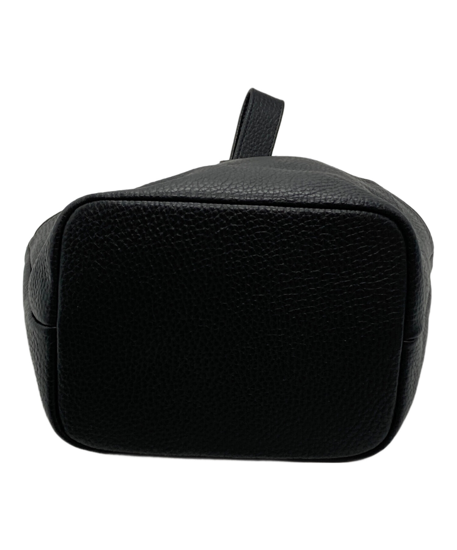 中古・古着通販】HushTug (ハッシュタグ) 巾着レザーバッグ ブラック