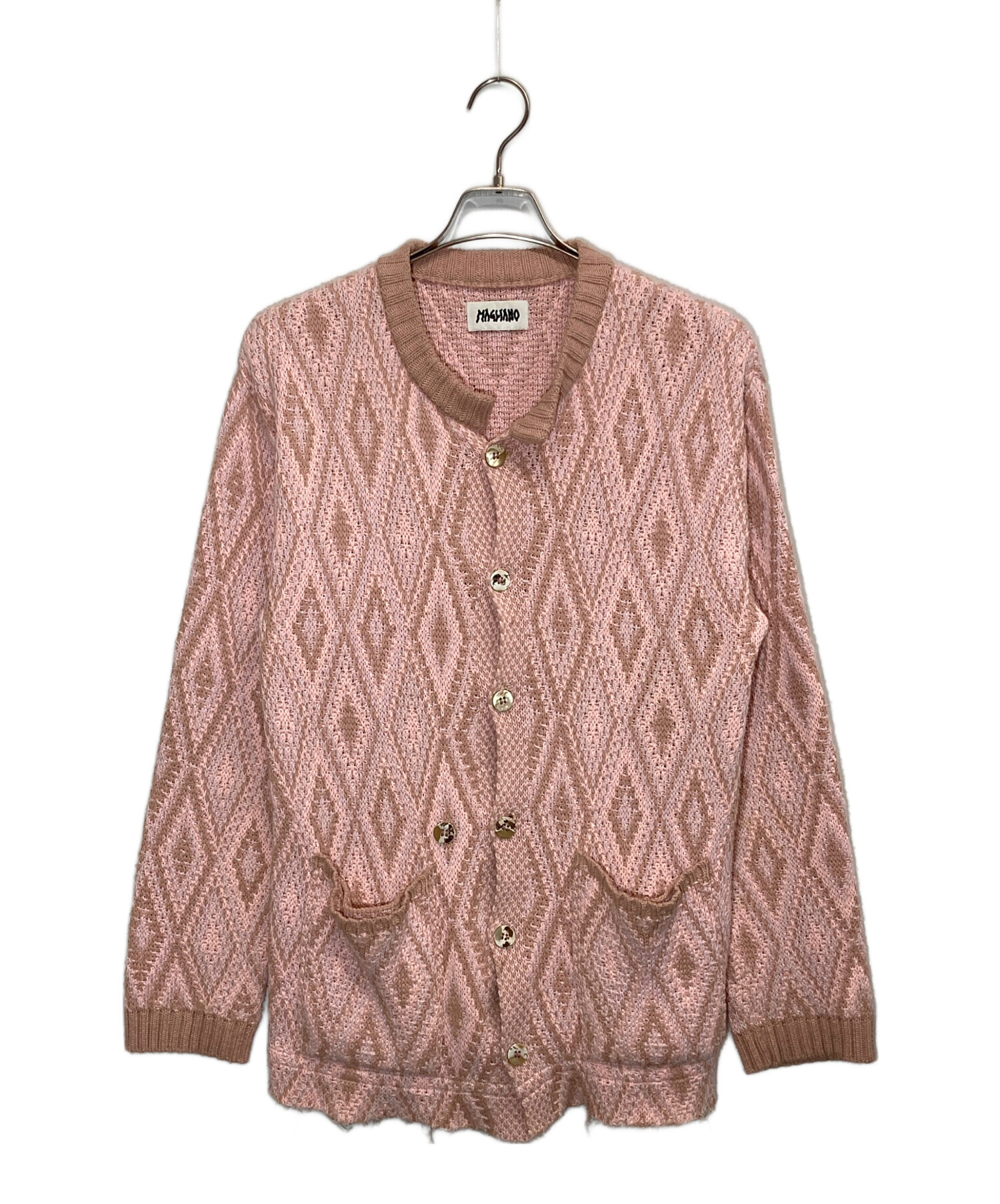 マリアーノ MAGLIANO 22AW ニットカーディガン ピンク 中古・古着通販】MAGLIANO (マリアーノ) アーガイルデザイン