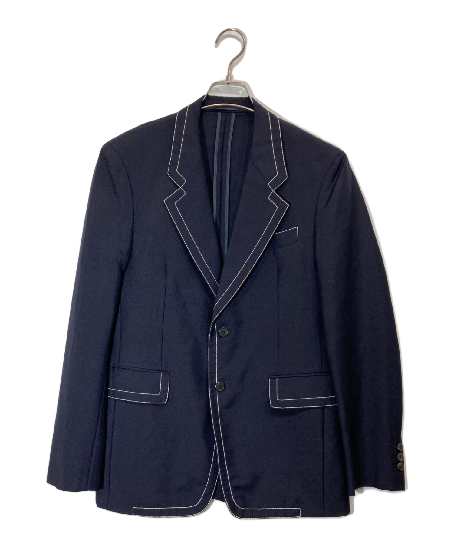 PRADAプラダ コットン ネイビーパンツ36XSロゴ入伸縮性有 通年着用可能 中古・古着通販】PRADA (プラダ) ステッチデザインセットアップ