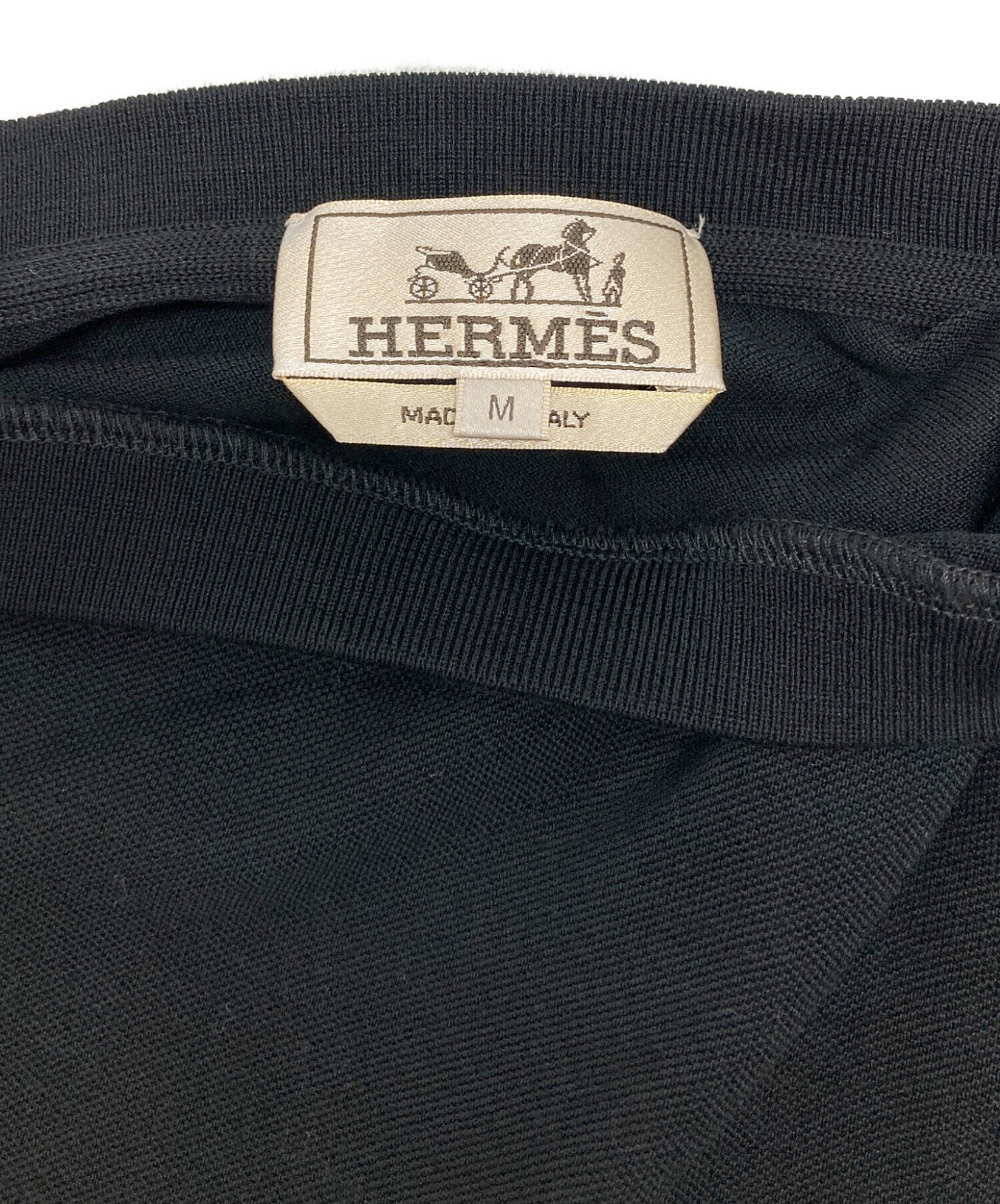 美品 HERMES エルメス ポケットTシャツ H刺繍鹿の子 ボルドー S 半袖 T