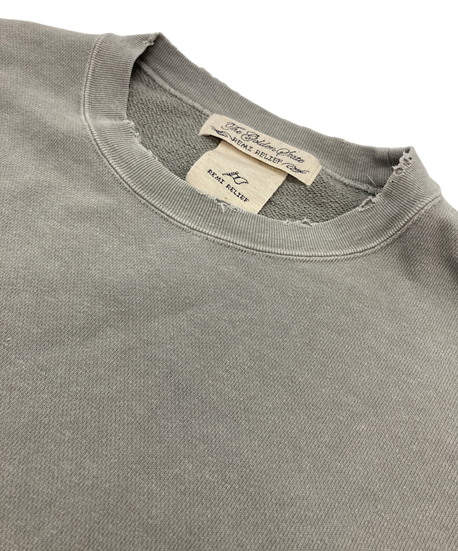 REMI RELIEF レミレリーフ スウェット S グレー 【古着】【中古】 中古・古着通販】REMI RELIEF (レミレリーフ) クラッシュ加工
